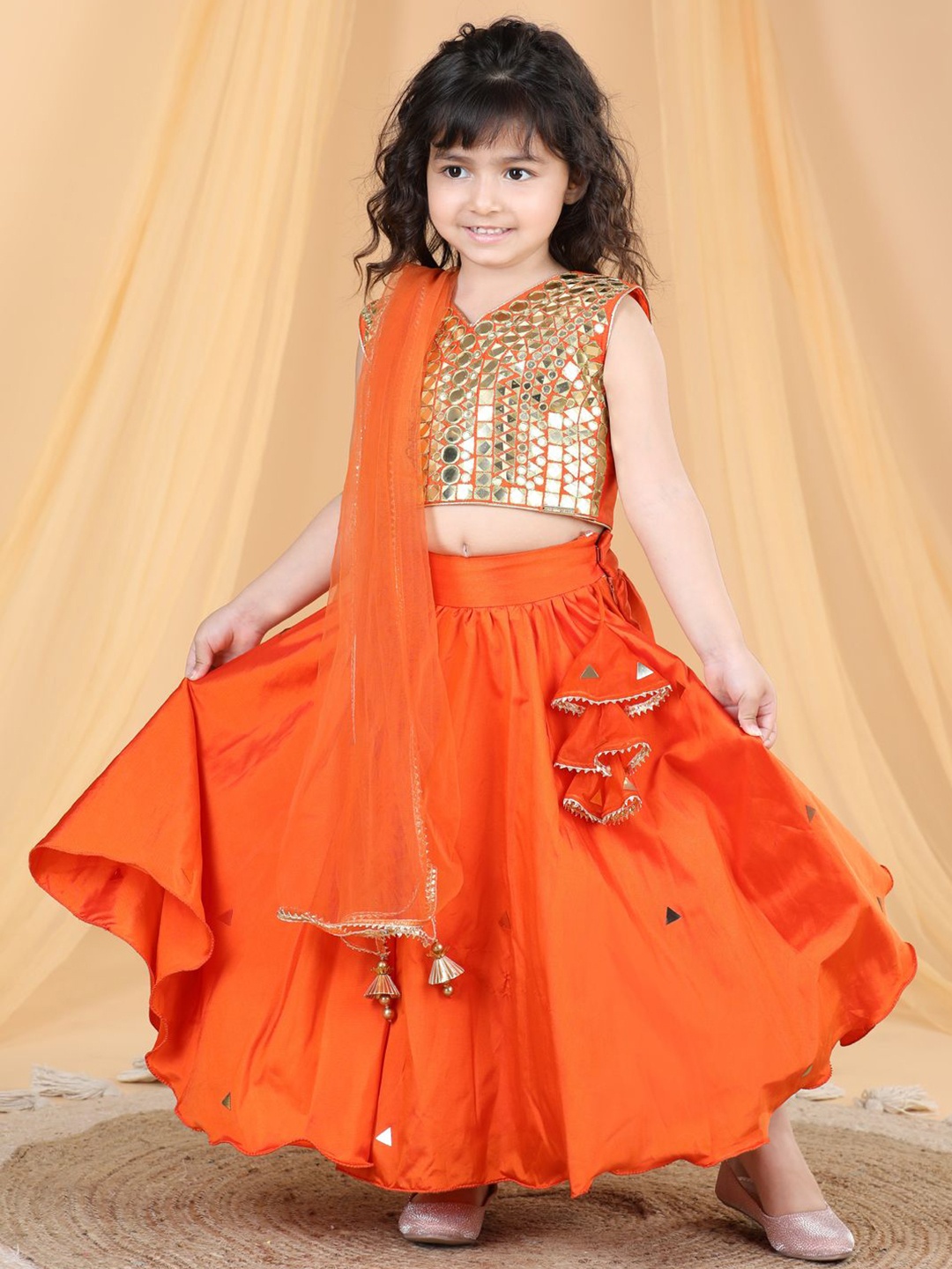 THE LITTLE CELEBS Girls Embellished Ready to Wear Lehenga & Blouse With Dupatta, Orange
THE LITTLE CELEBS Girls Embellished Ready to Wear Lehenga & Blouse With Dupatta, Orange