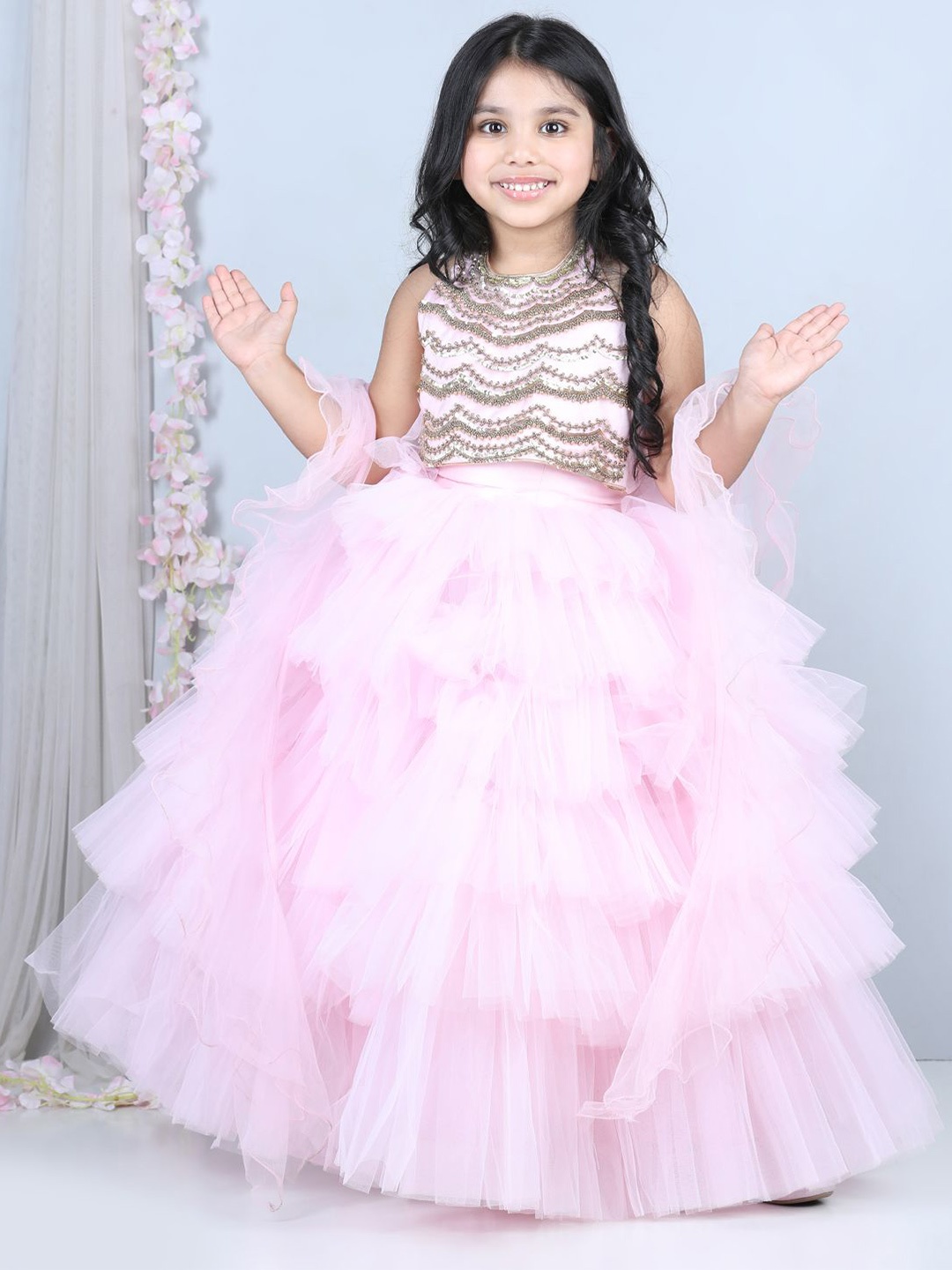 THE LITTLE CELEBS Girls Embellished Beads and Stones Ready to Wear Lehenga & Blouse With Dupatta, Pink
THE LITTLE CELEBS Girls Embellished Beads and Stones Ready to Wear Lehenga & Blouse With Dupatta, Pink