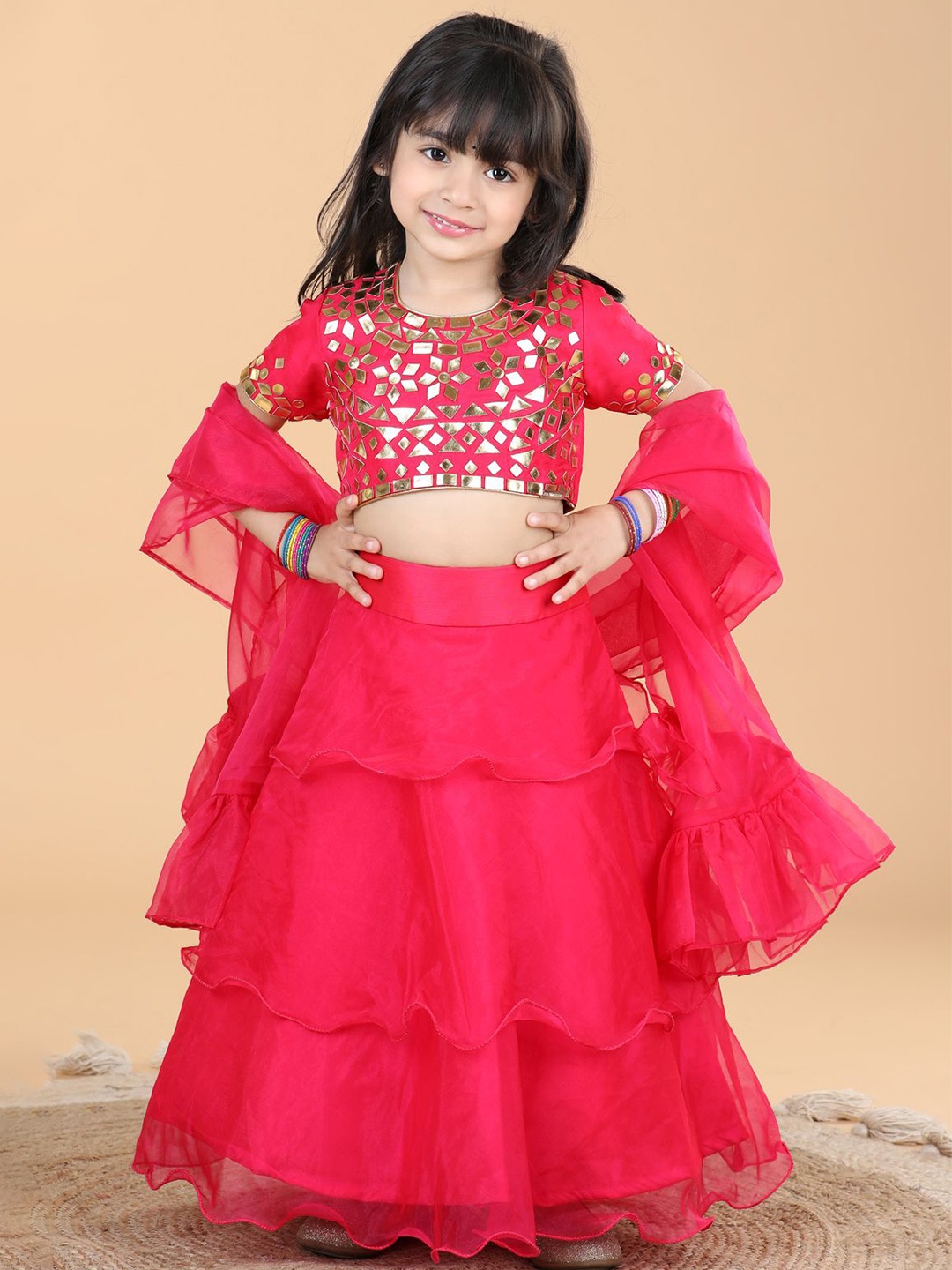 THE LITTLE CELEBS Girls Embellished Ready to Wear Lehenga & Blouse With Dupatta, Pink
THE LITTLE CELEBS Girls Embellished Ready to Wear Lehenga & Blouse With Dupatta, Pink