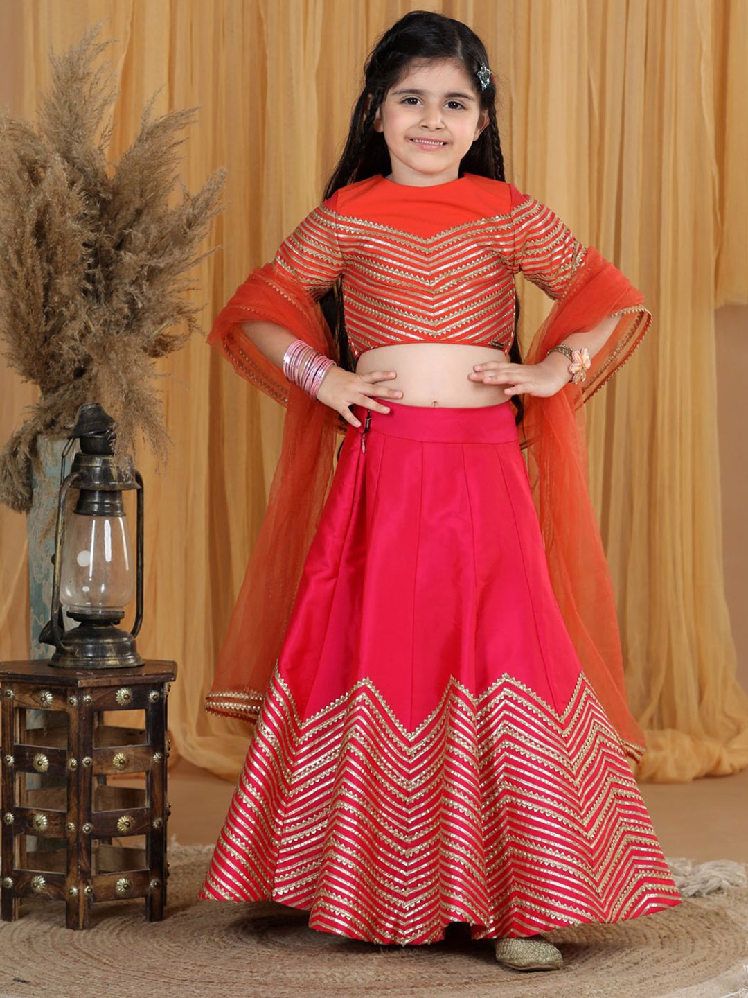 THE LITTLE CELEBS Girls Embellished Ready to Wear Lehenga & Blouse With Dupatta, Pink
THE LITTLE CELEBS Girls Embellished Ready to Wear Lehenga & Blouse With Dupatta, Pink