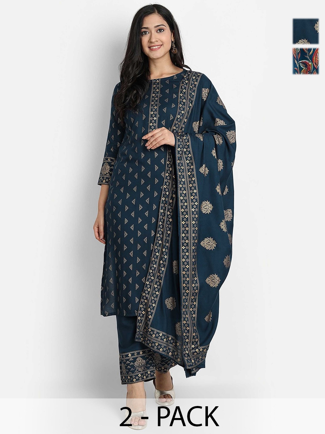 KALINI Women Ethnic Motifs Printed Regular Kurta with Trousers & With Dupatta, Navy blue
KALINI Women Ethnic Motifs Printed Regular Kurta with Trousers & With Dupatta, Navy blue