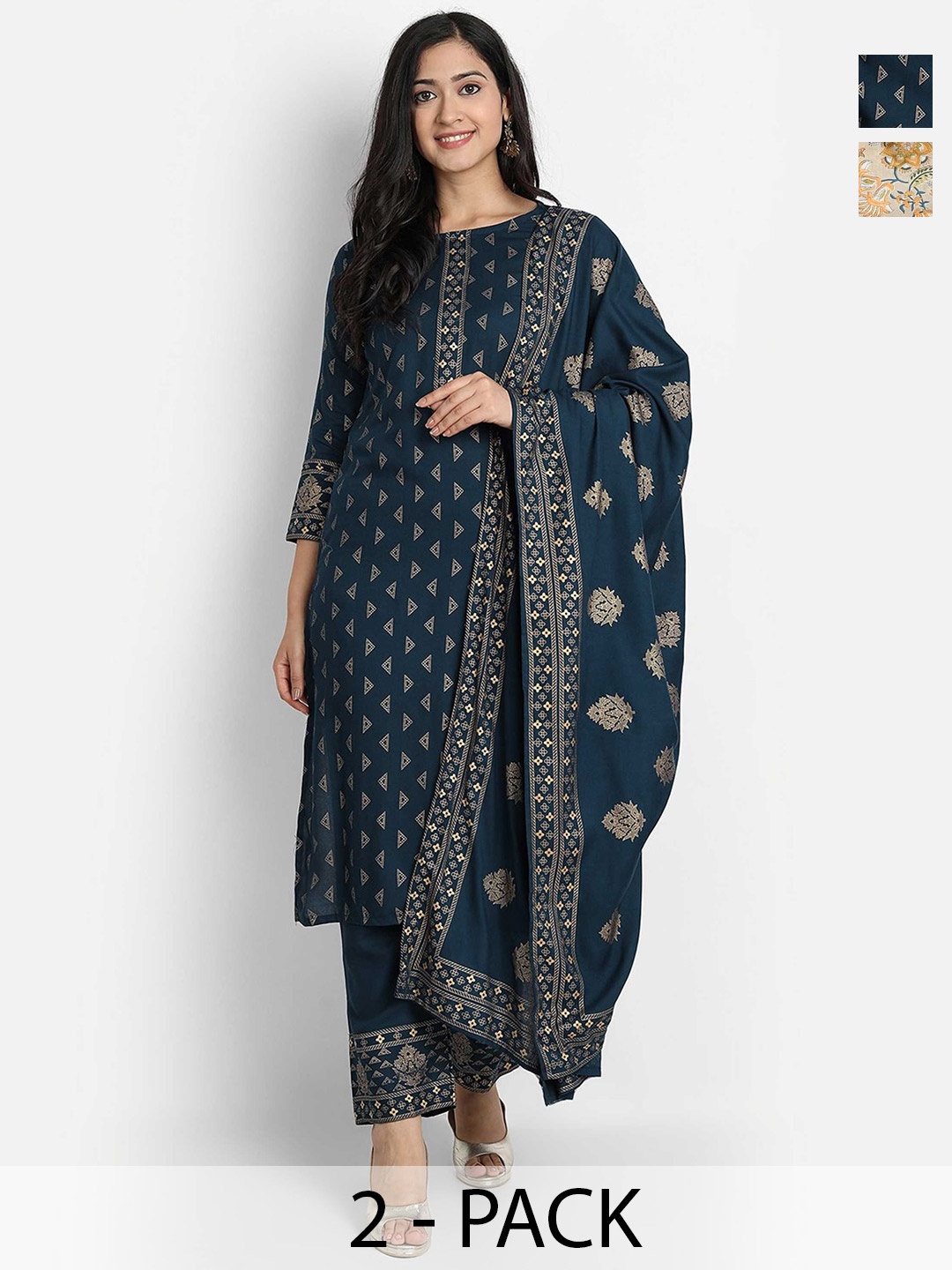 KALINI Women Ethnic Motifs Printed Regular Kurta with Trousers & With Dupatta, Navy blue
KALINI Women Ethnic Motifs Printed Regular Kurta with Trousers & With Dupatta, Navy blue