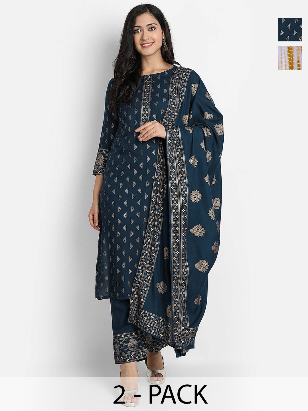 KALINI Women Ethnic Motifs Printed Regular Kurta with Trousers & With Dupatta, Navy blue
KALINI Women Ethnic Motifs Printed Regular Kurta with Trousers & With Dupatta, Navy blue