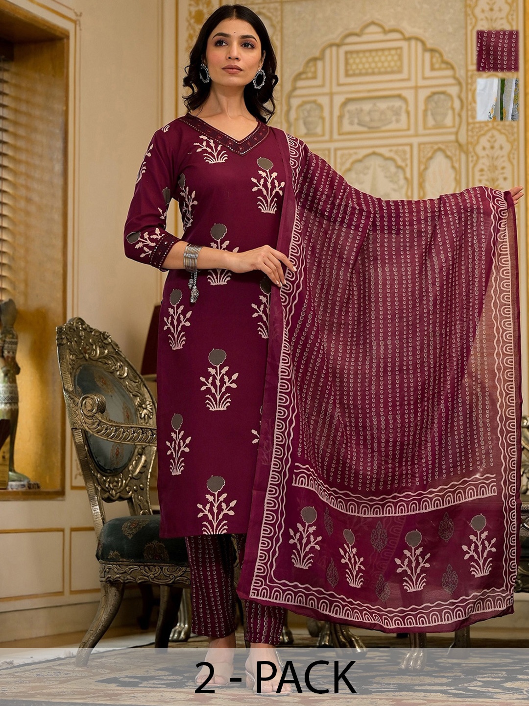 KALINI Women Ethnic Motifs Printed Regular Kurta with Trousers & With Dupatta, White
KALINI Women Ethnic Motifs Printed Regular Kurta with Trousers & With Dupatta, White