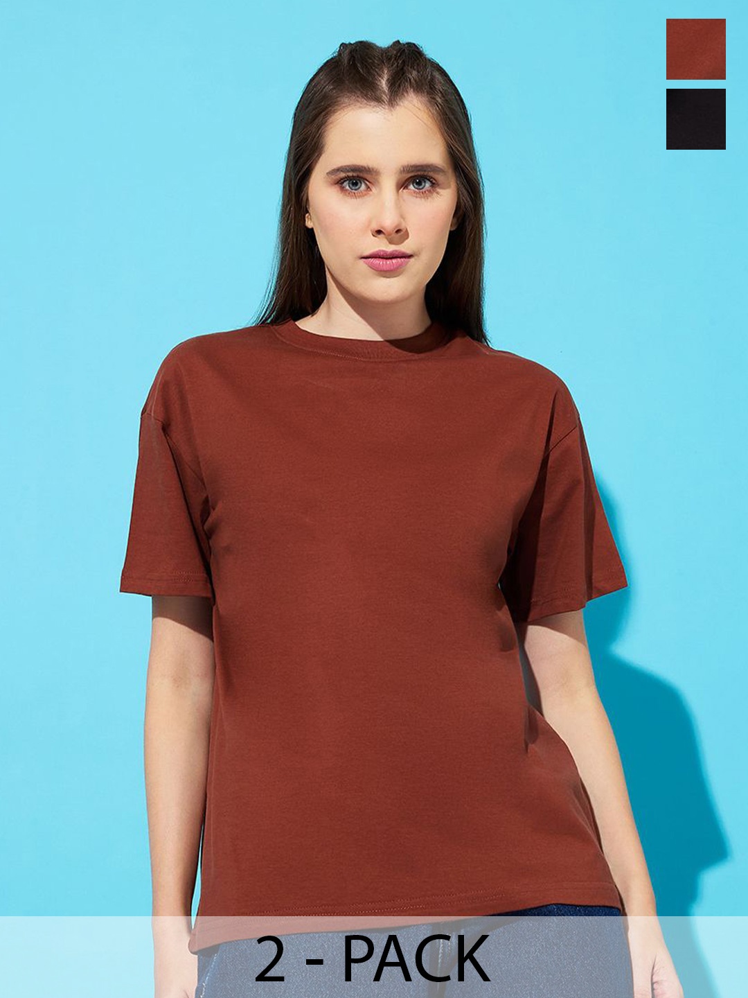 The Roadster Lifestyle Co. Women Pack Of 2 Solid Round Neck Cotton Oversized T-shirts, Black
The Roadster Lifestyle Co. Women Pack Of 2 Solid Round Neck Cotton Oversized T-shirts, Black