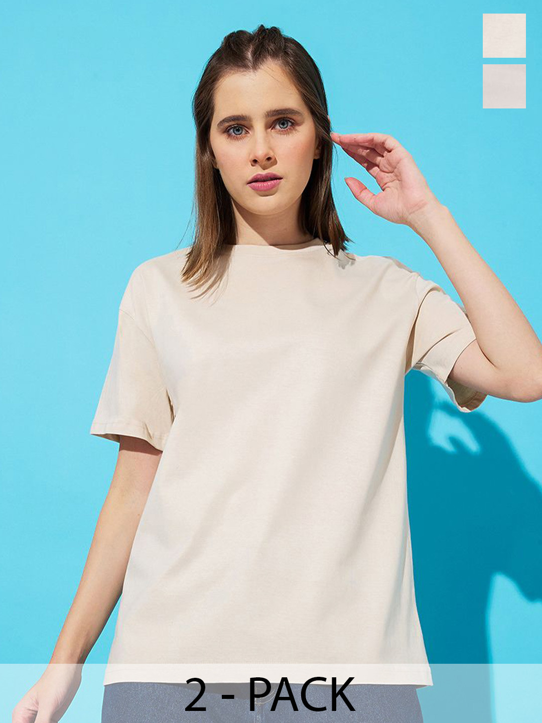 The Roadster Lifestyle Co. Women Pack Of 2 Solid Round Neck Cotton Oversized T-shirts, White
The Roadster Lifestyle Co. Women Pack Of 2 Solid Round Neck Cotton Oversized T-shirts, White