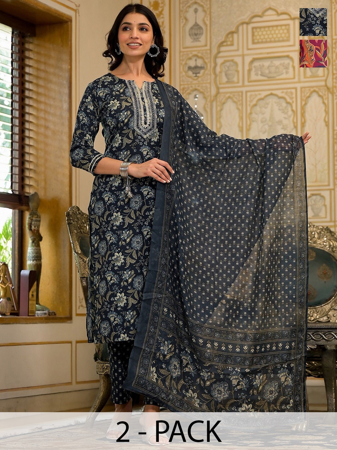 KALINI Women Ethnic Motifs Printed Regular Kurta with Trousers & With Dupatta, Maroon
KALINI Women Ethnic Motifs Printed Regular Kurta with Trousers & With Dupatta, Maroon