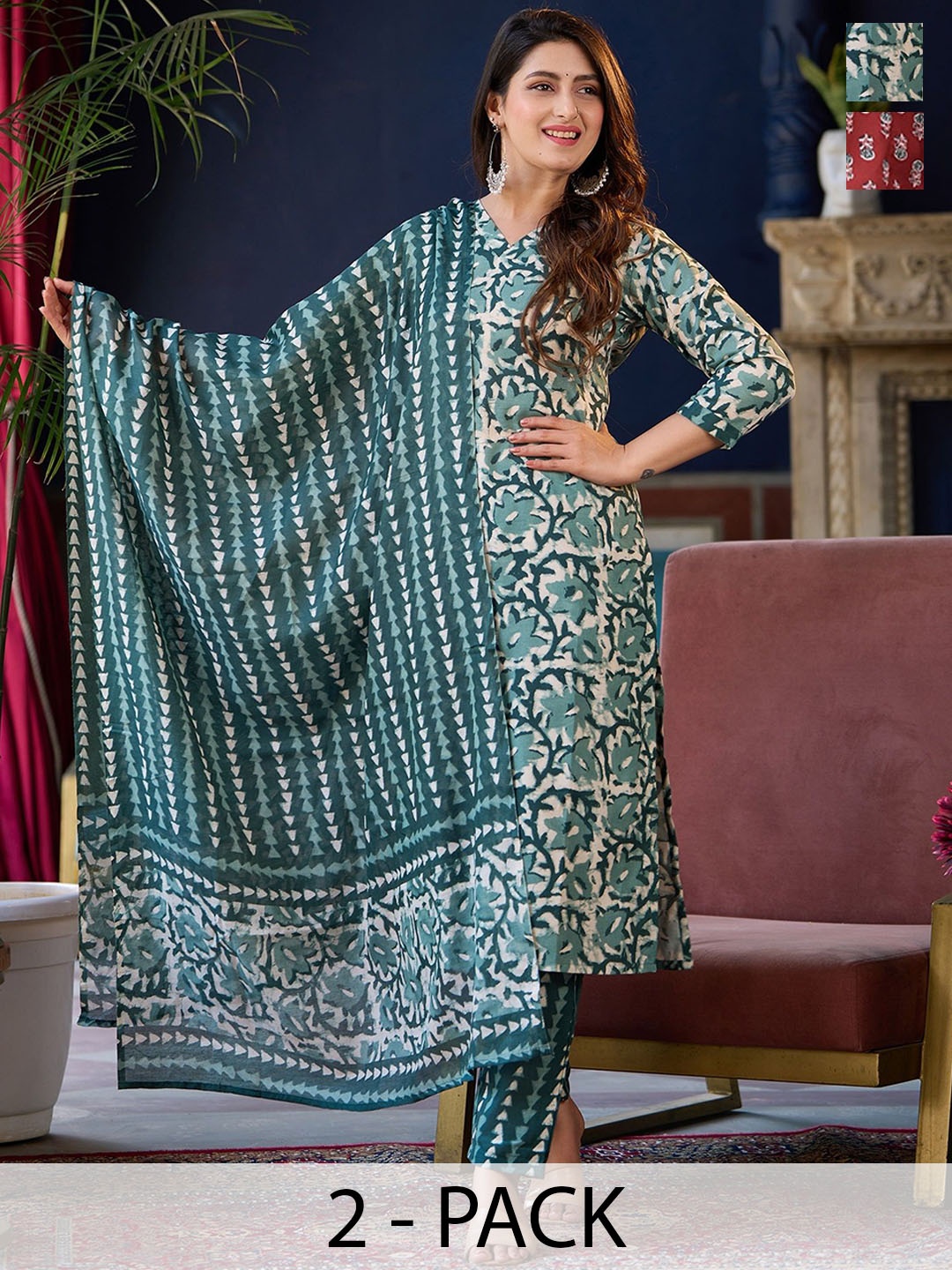KALINI Women Ethnic Motifs Printed Regular Kurta with Trousers & With Dupatta, Maroon
KALINI Women Ethnic Motifs Printed Regular Kurta with Trousers & With Dupatta, Maroon