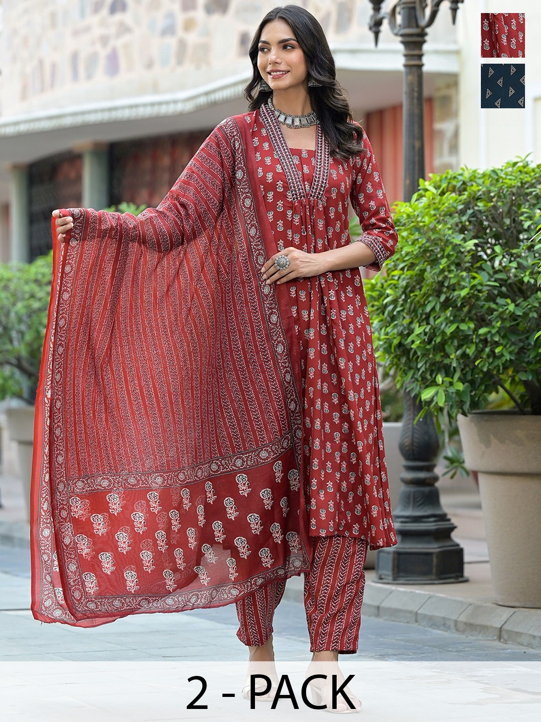 KALINI Women Ethnic Motifs Printed Regular Kurta with Trousers & With Dupatta, Maroon
KALINI Women Ethnic Motifs Printed Regular Kurta with Trousers & With Dupatta, Maroon