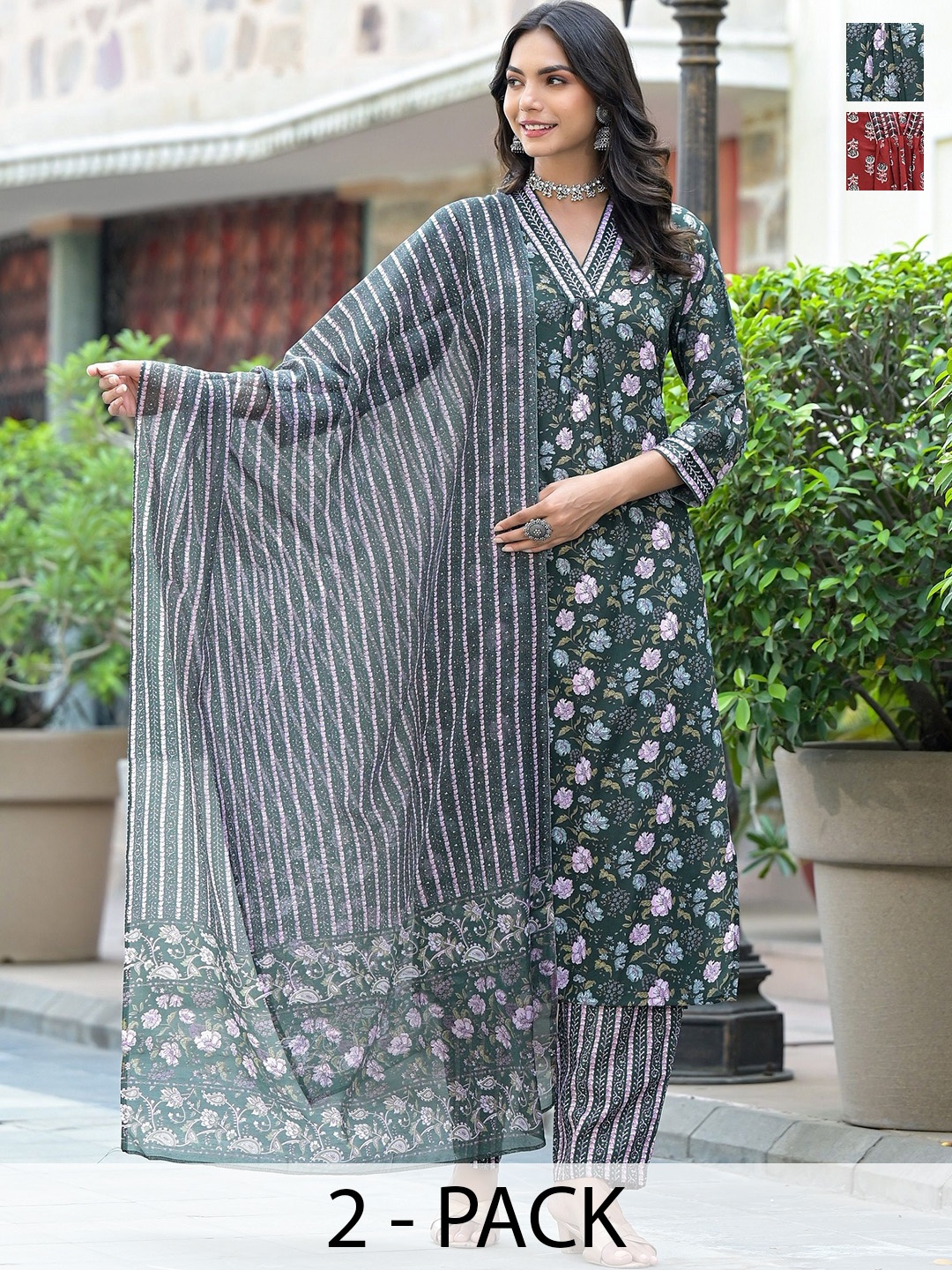 KALINI Women Ethnic Motifs Printed Regular Kurta with Trousers & With Dupatta, Green
KALINI Women Ethnic Motifs Printed Regular Kurta with Trousers & With Dupatta, Green