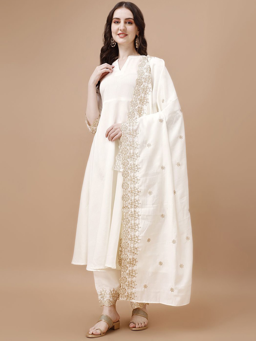 KALINI Women Ethnic Motifs Embroidered Regular Kurta with Palazzos & With Dupatta, White
KALINI Women Ethnic Motifs Embroidered Regular Kurta with Palazzos & With Dupatta, White