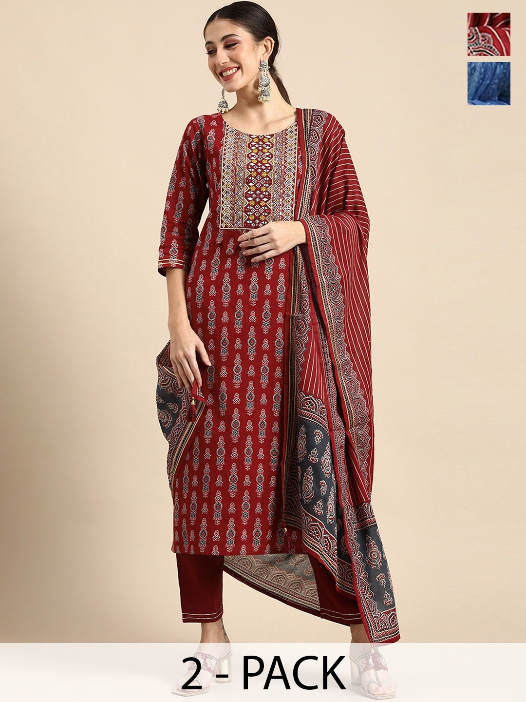 KALINI Women Ethnic Motifs Printed Regular Kurta with Trousers & With Dupatta, Blue
KALINI Women Ethnic Motifs Printed Regular Kurta with Trousers & With Dupatta, Blue