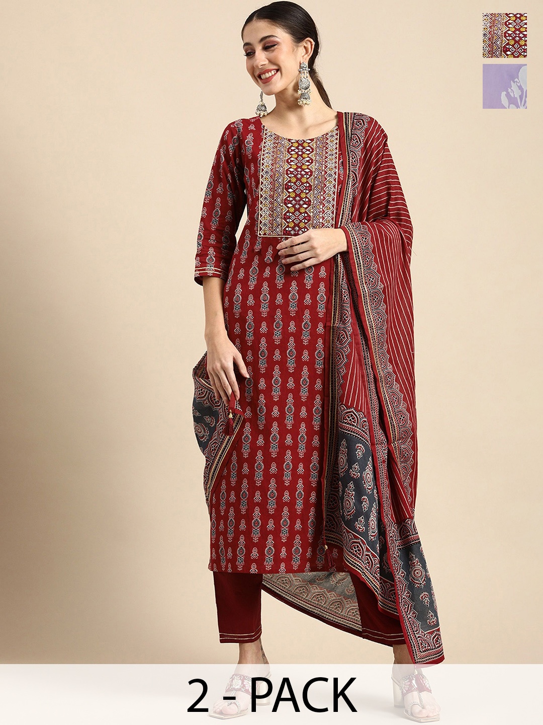 KALINI Women Ethnic Motifs Printed Regular Kurta with Trousers & With Dupatta, Purple
KALINI Women Ethnic Motifs Printed Regular Kurta with Trousers & With Dupatta, Purple