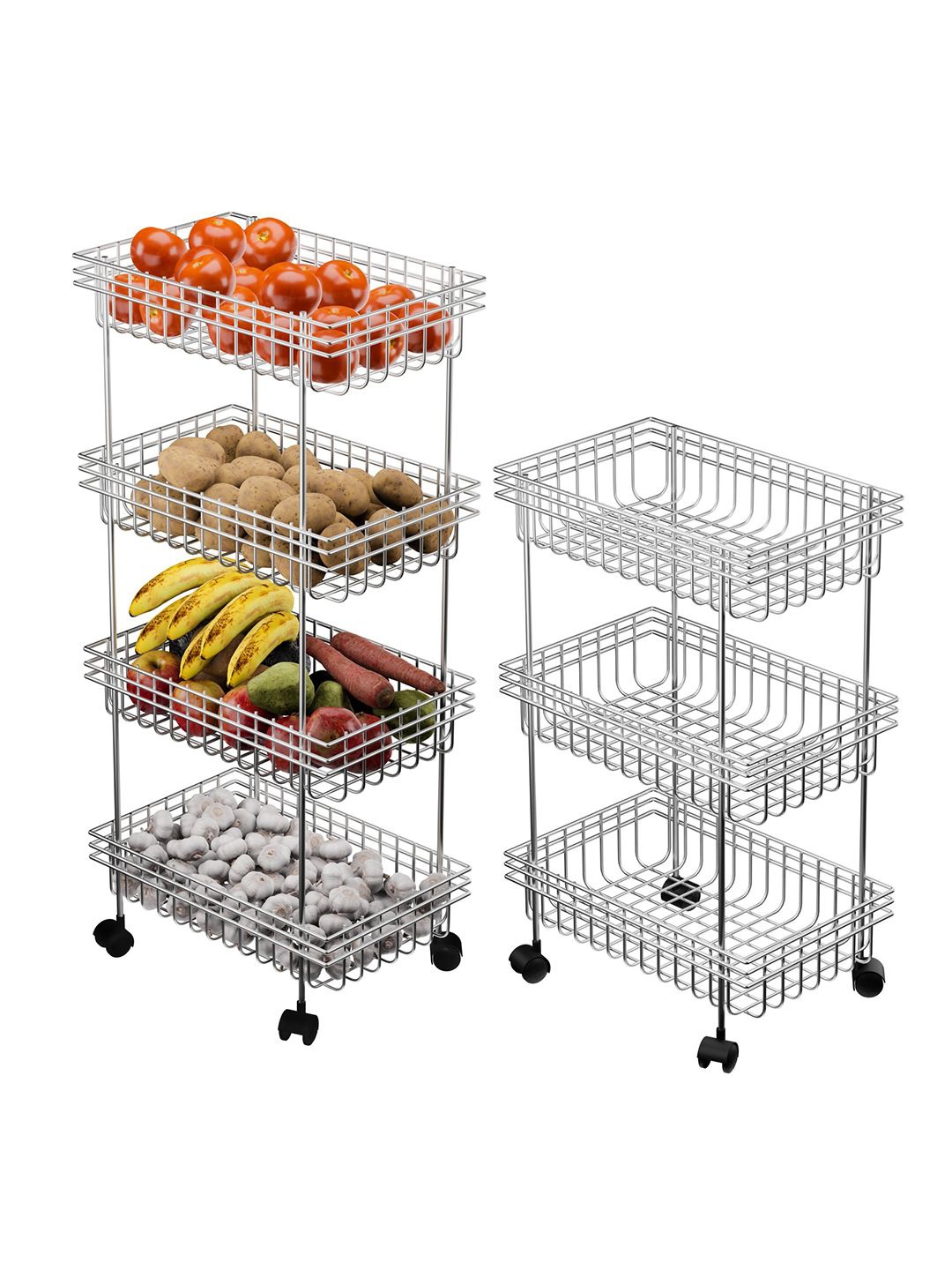 Kuber Industries Set of 2 Unisex Silver Metal 3 & 4 Tier Fruits Trolley Kitchen Trolley
Kuber Industries Set of 2 Unisex Silver Metal 3 & 4 Tier Fruits Trolley Kitchen Trolley