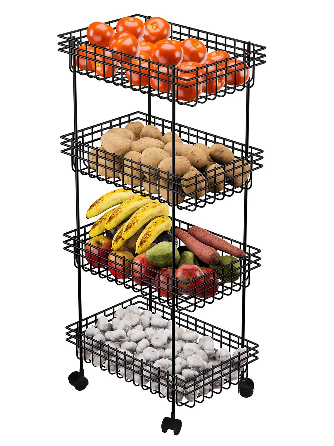 Kuber Industries Unisex Black Metal 4-Layer Fruits Stand with Wheels Kitchen Trolley
Kuber Industries Unisex Black Metal 4-Layer Fruits Stand with Wheels Kitchen Trolley