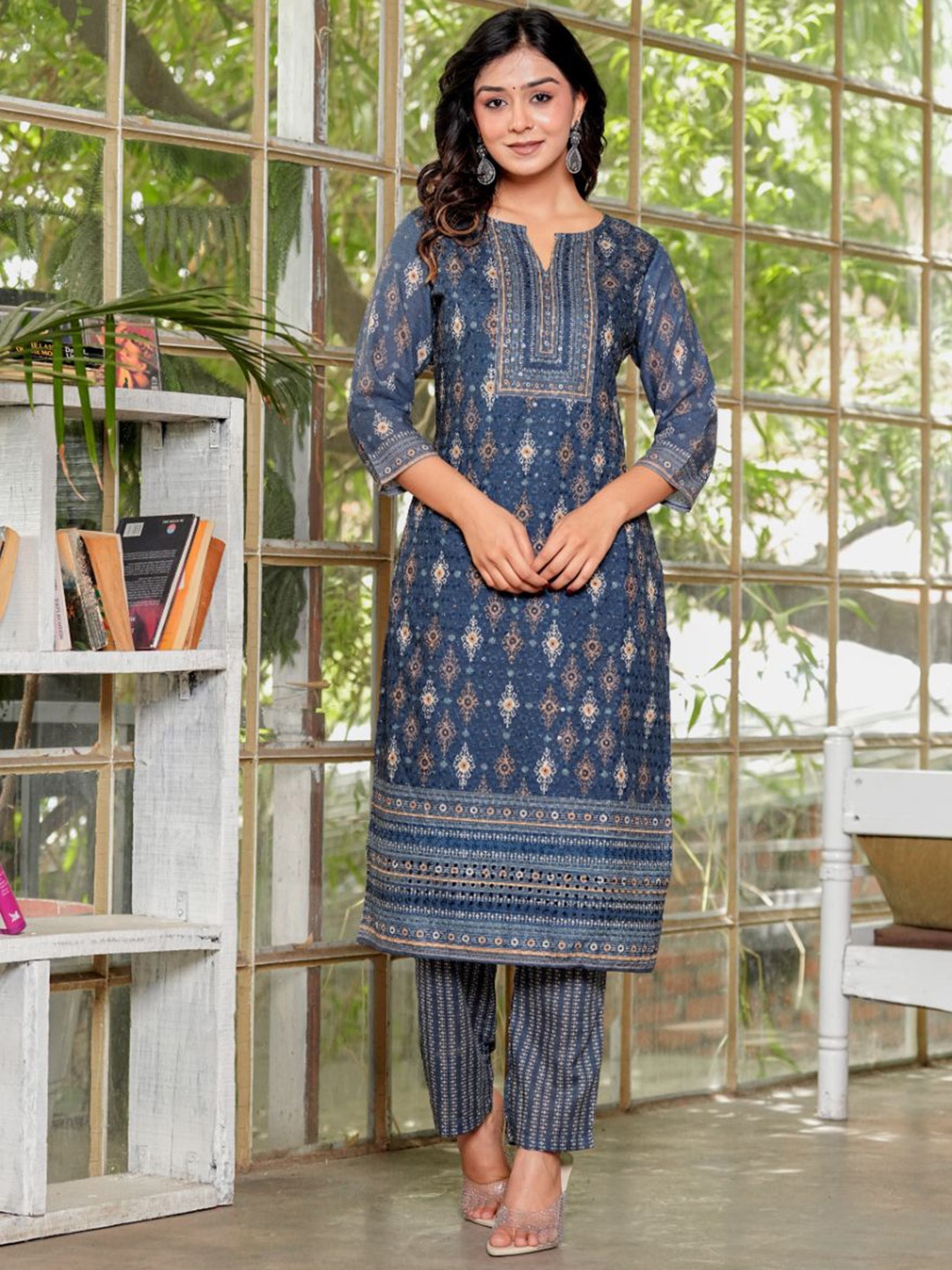 KALINI Women Ethnic Motifs Printed Regular Kurta with Trousers & With Dupatta, Blue
KALINI Women Ethnic Motifs Printed Regular Kurta with Trousers & With Dupatta, Blue