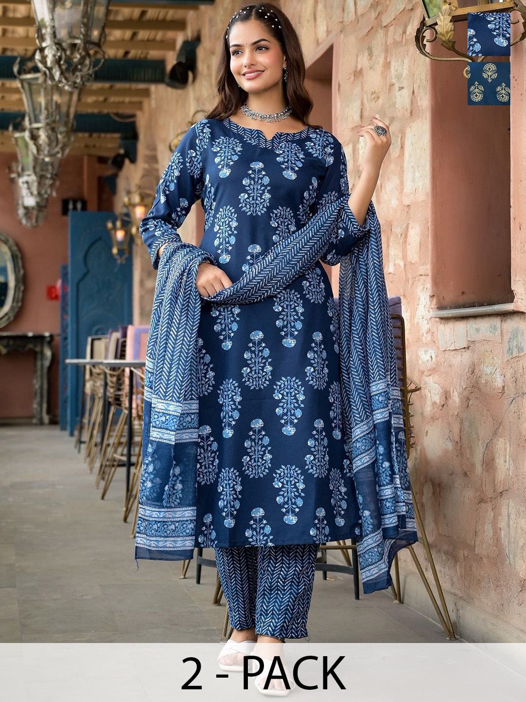 KALINI Women Ethnic Motifs Printed Regular Kurta with Trousers & With Dupatta, Blue
KALINI Women Ethnic Motifs Printed Regular Kurta with Trousers & With Dupatta, Blue