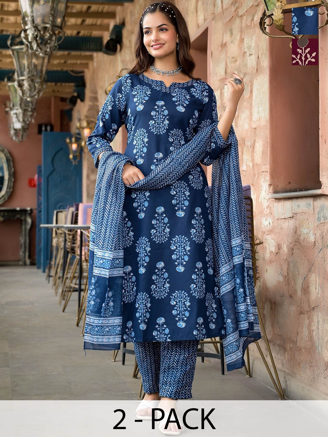 KALINI Women Ethnic Motifs Printed Regular Kurta with Trousers & With Dupatta, Blue
KALINI Women Ethnic Motifs Printed Regular Kurta with Trousers & With Dupatta, Blue