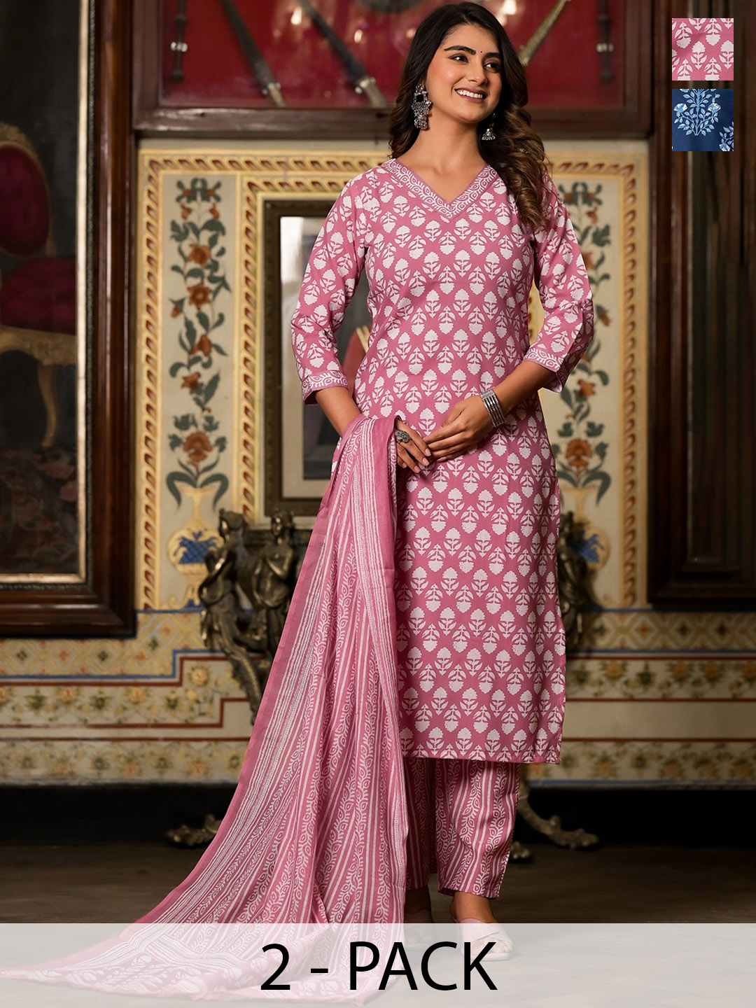 KALINI Women Ethnic Motifs Printed Regular Kurta with Trousers & With Dupatta, Blue
KALINI Women Ethnic Motifs Printed Regular Kurta with Trousers & With Dupatta, Blue