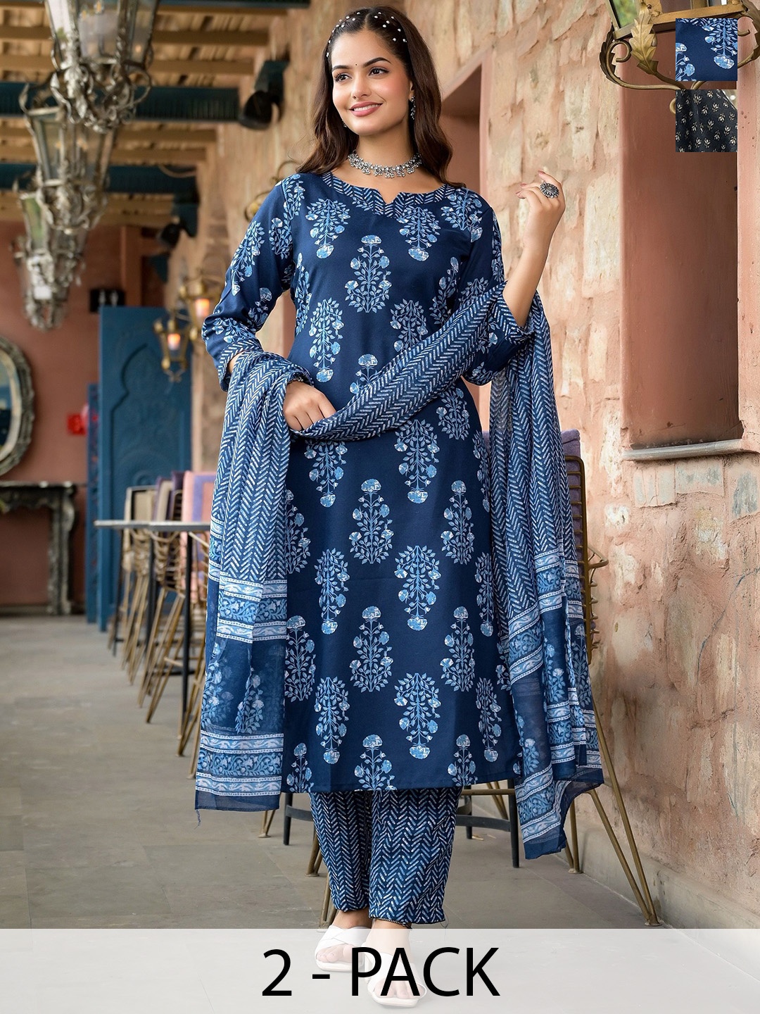 KALINI Women Ethnic Motifs Printed Regular Kurta with Trousers & With Dupatta, Blue
KALINI Women Ethnic Motifs Printed Regular Kurta with Trousers & With Dupatta, Blue