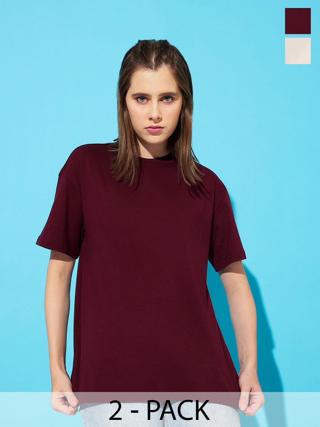 The Roadster Lifestyle Co. Women Pack Of 2 Solid Round Neck Cotton Oversized T-shirts, Maroon
The Roadster Lifestyle Co. Women Pack Of 2 Solid Round Neck Cotton Oversized T-shirts, Maroon