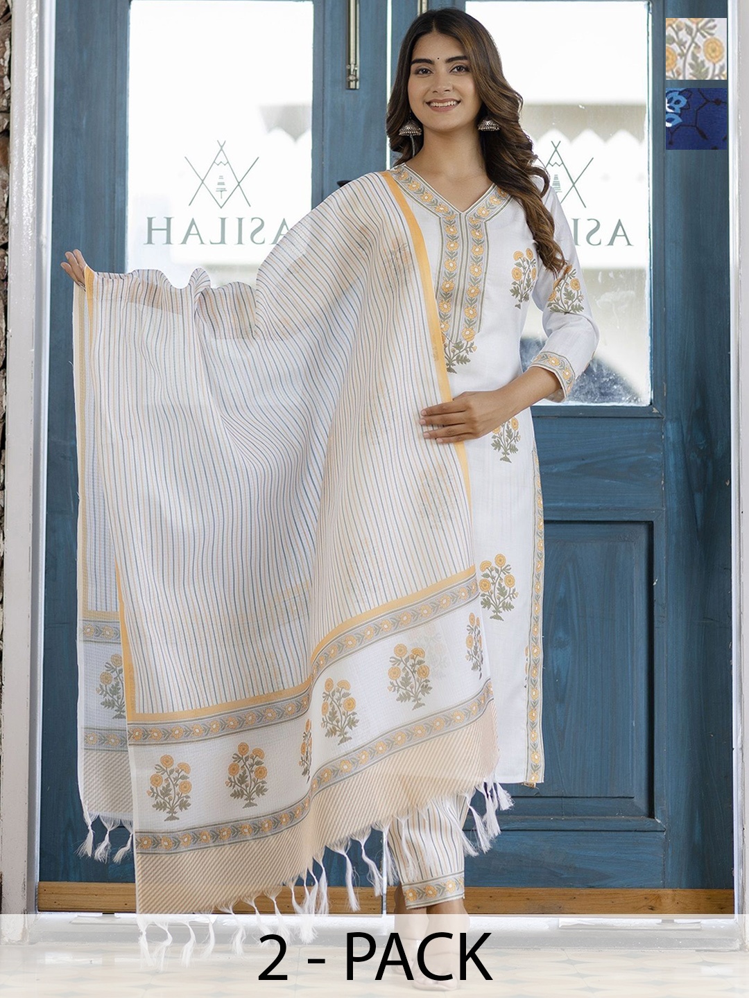 KALINI Women Ethnic Motifs Printed Regular Kurta with Trousers & With Dupatta, White
KALINI Women Ethnic Motifs Printed Regular Kurta with Trousers & With Dupatta, White