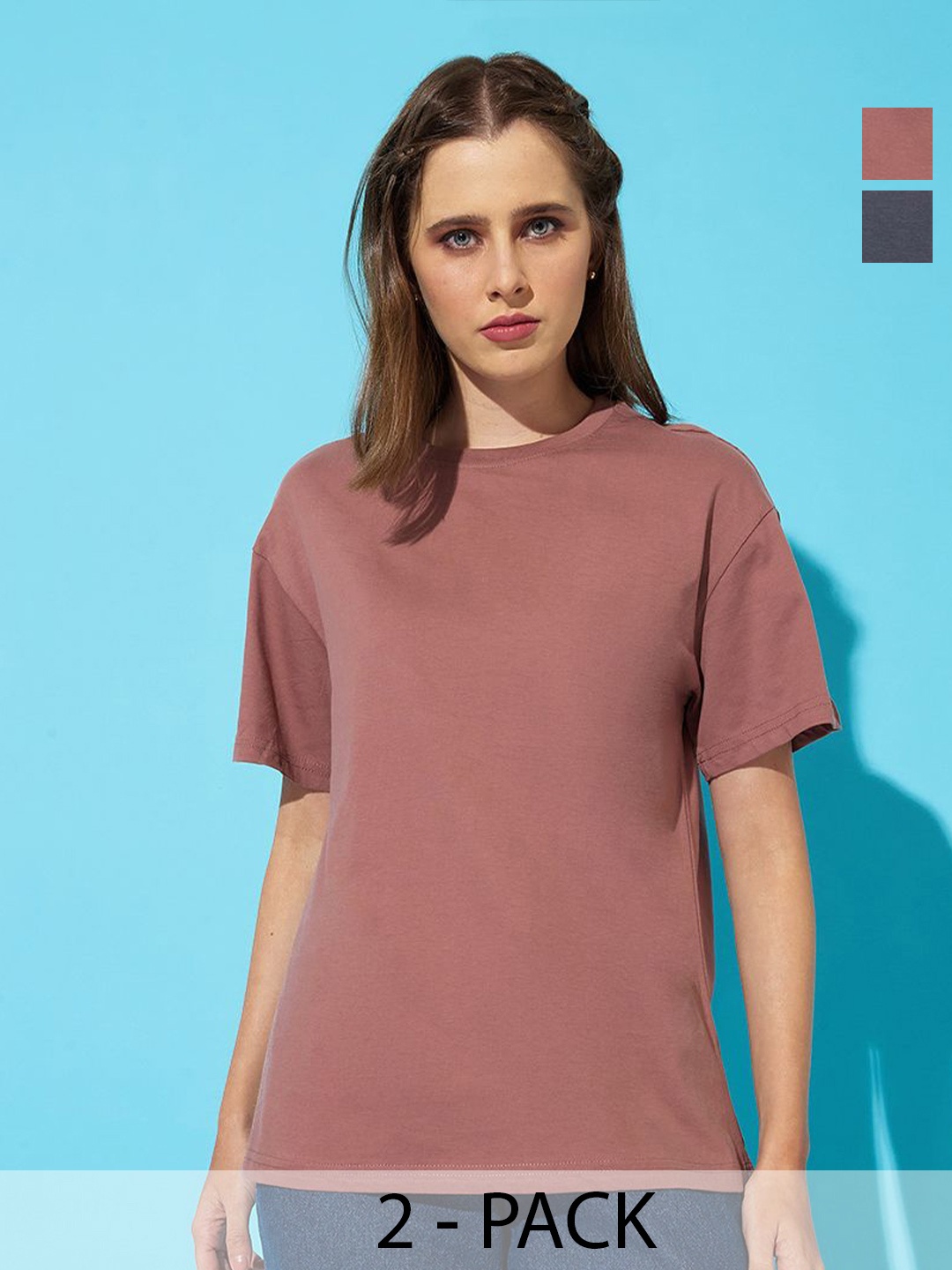 The Roadster Lifestyle Co. Women Pack Of 2 Solid Round Neck Cotton Oversized T-shirts, Brown
The Roadster Lifestyle Co. Women Pack Of 2 Solid Round Neck Cotton Oversized T-shirts, Brown