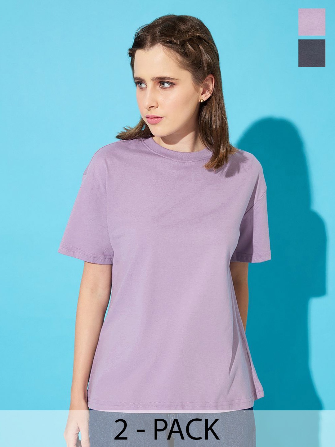 The Roadster Lifestyle Co. Women Pack Of 2 Solid Round Neck Cotton Oversized T-shirts, Charcoal
The Roadster Lifestyle Co. Women Pack Of 2 Solid Round Neck Cotton Oversized T-shirts, Charcoal