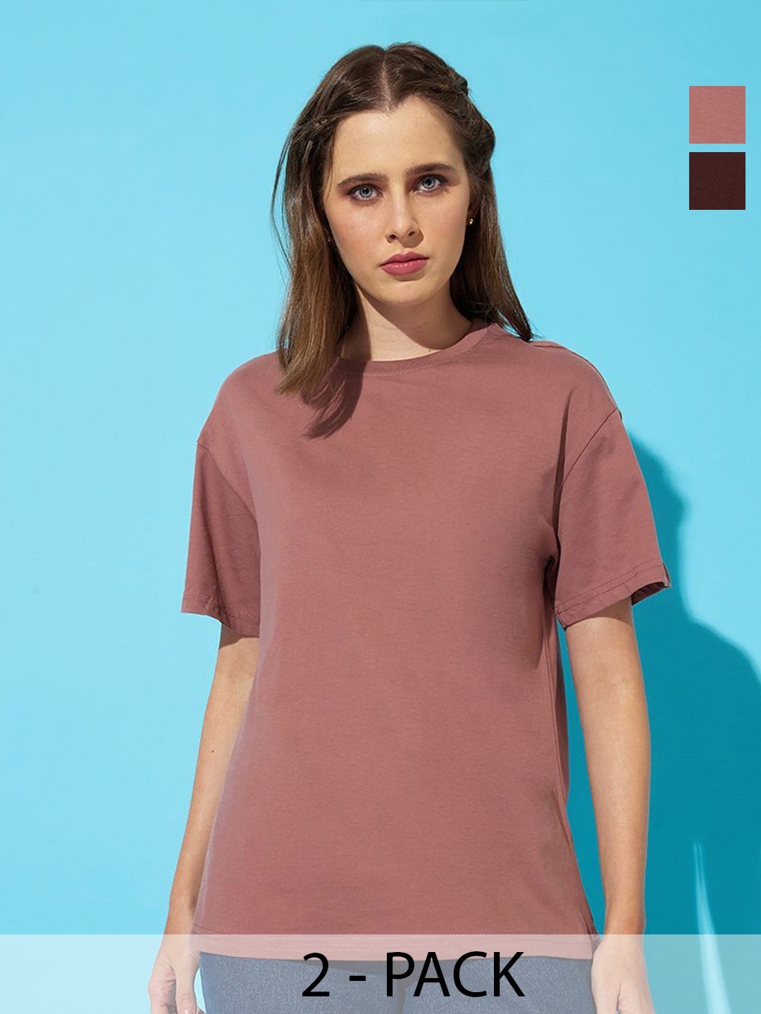 The Roadster Lifestyle Co. Women Pack Of 2 Solid Round Neck Cotton Oversized T-shirts, Brown
The Roadster Lifestyle Co. Women Pack Of 2 Solid Round Neck Cotton Oversized T-shirts, Brown
