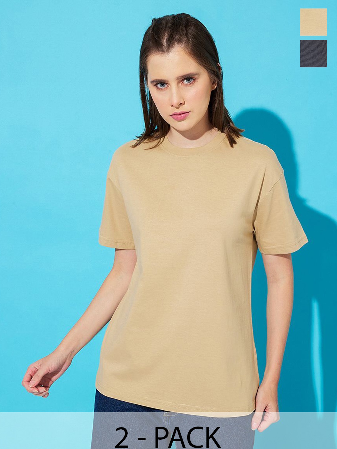 The Roadster Lifestyle Co. Women Pack Of 2 Solid Round Neck Cotton Oversized T-shirts, Beige
The Roadster Lifestyle Co. Women Pack Of 2 Solid Round Neck Cotton Oversized T-shirts, Beige