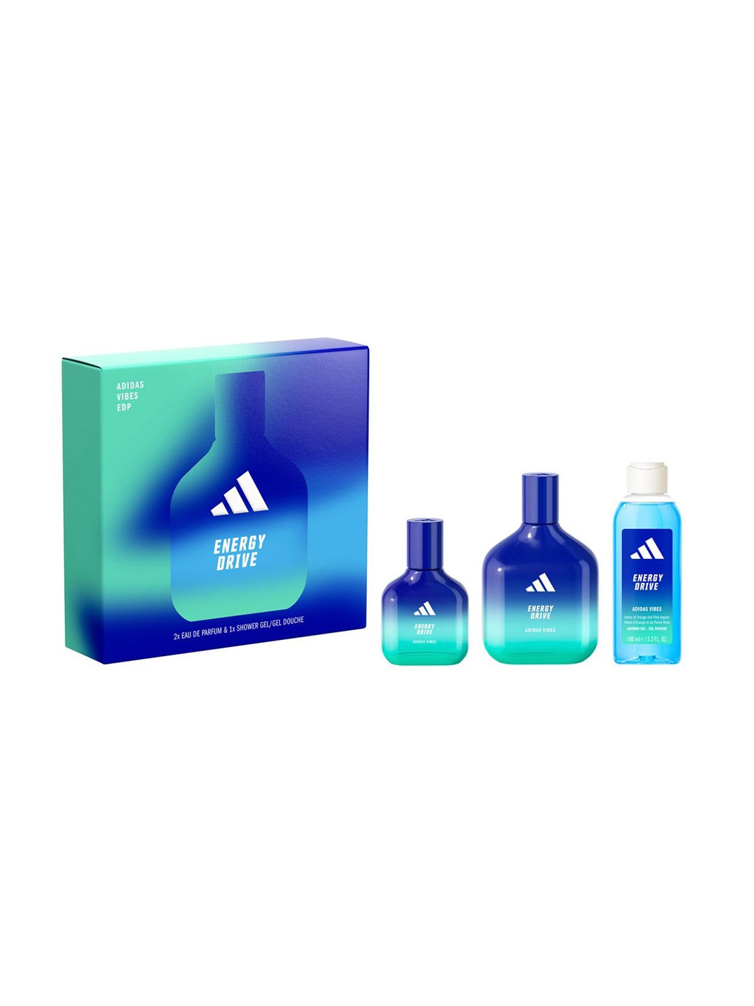 Adidas Vibes Energy Drive Gift Set Eau de Parfum 100ml + 30ml & Shower Gel - 100ml, Transparent
Adidas Vibes Energy Drive Gift Set Eau de Parfum 100ml + 30ml & Shower Gel - 100ml, Transparent