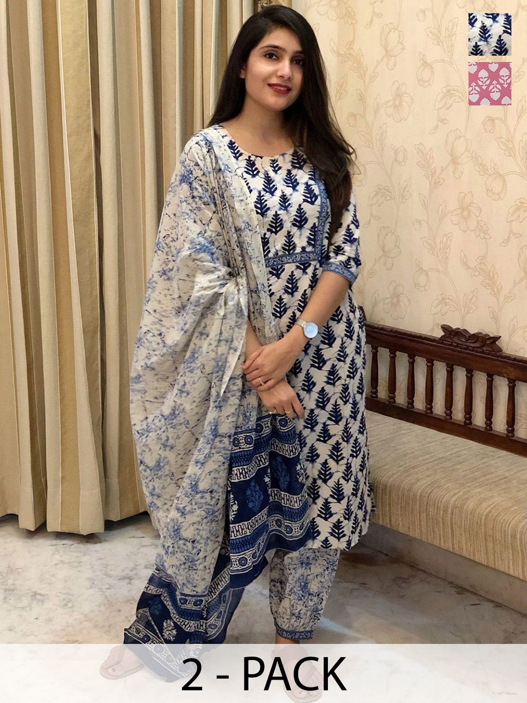 KALINI Women Ethnic Motifs Printed Regular Kurta with Trousers & With Dupatta, White
KALINI Women Ethnic Motifs Printed Regular Kurta with Trousers & With Dupatta, White