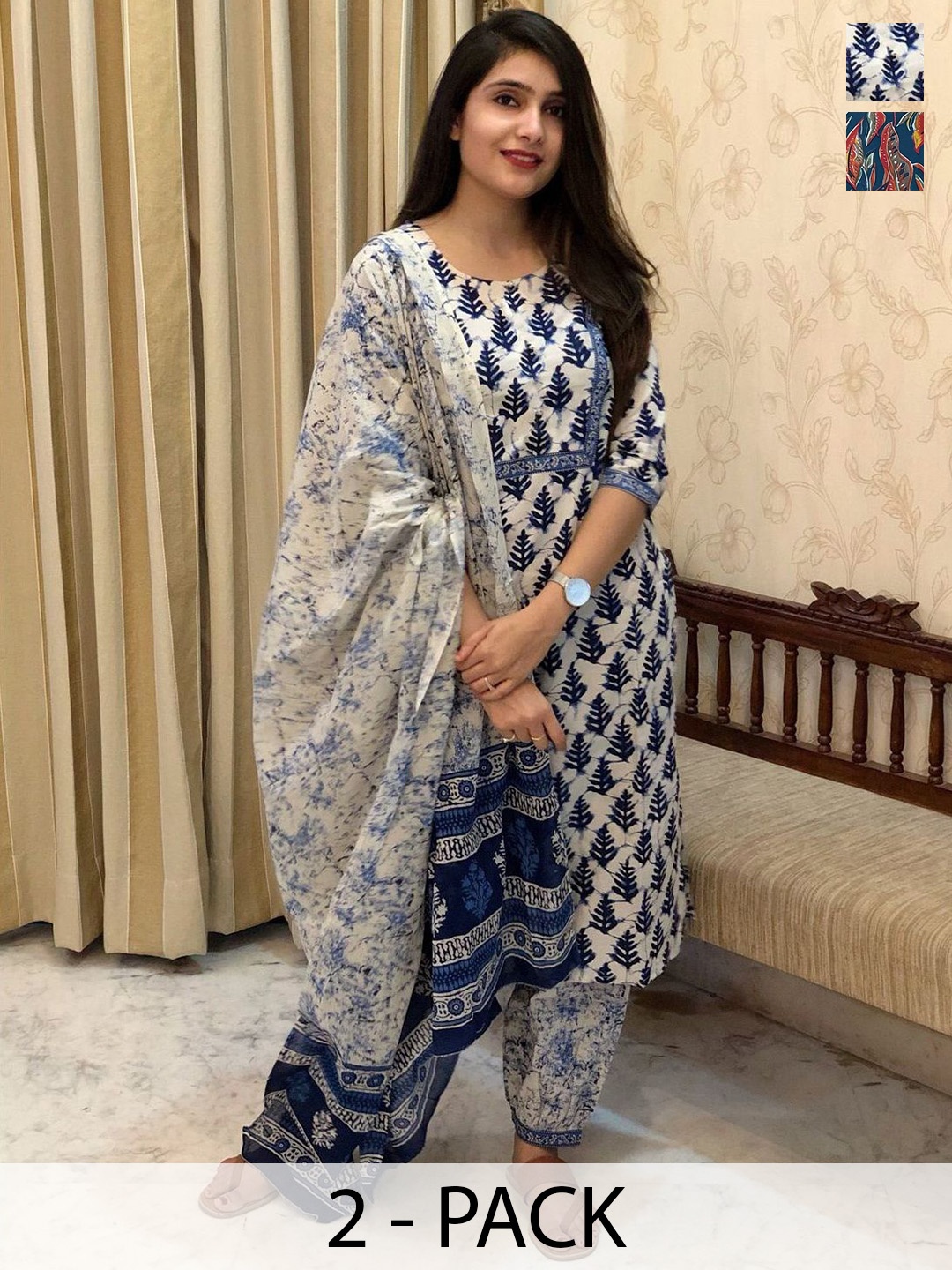 KALINI Women Ethnic Motifs Printed Regular Kurta with Trousers & With Dupatta, Blue
KALINI Women Ethnic Motifs Printed Regular Kurta with Trousers & With Dupatta, Blue