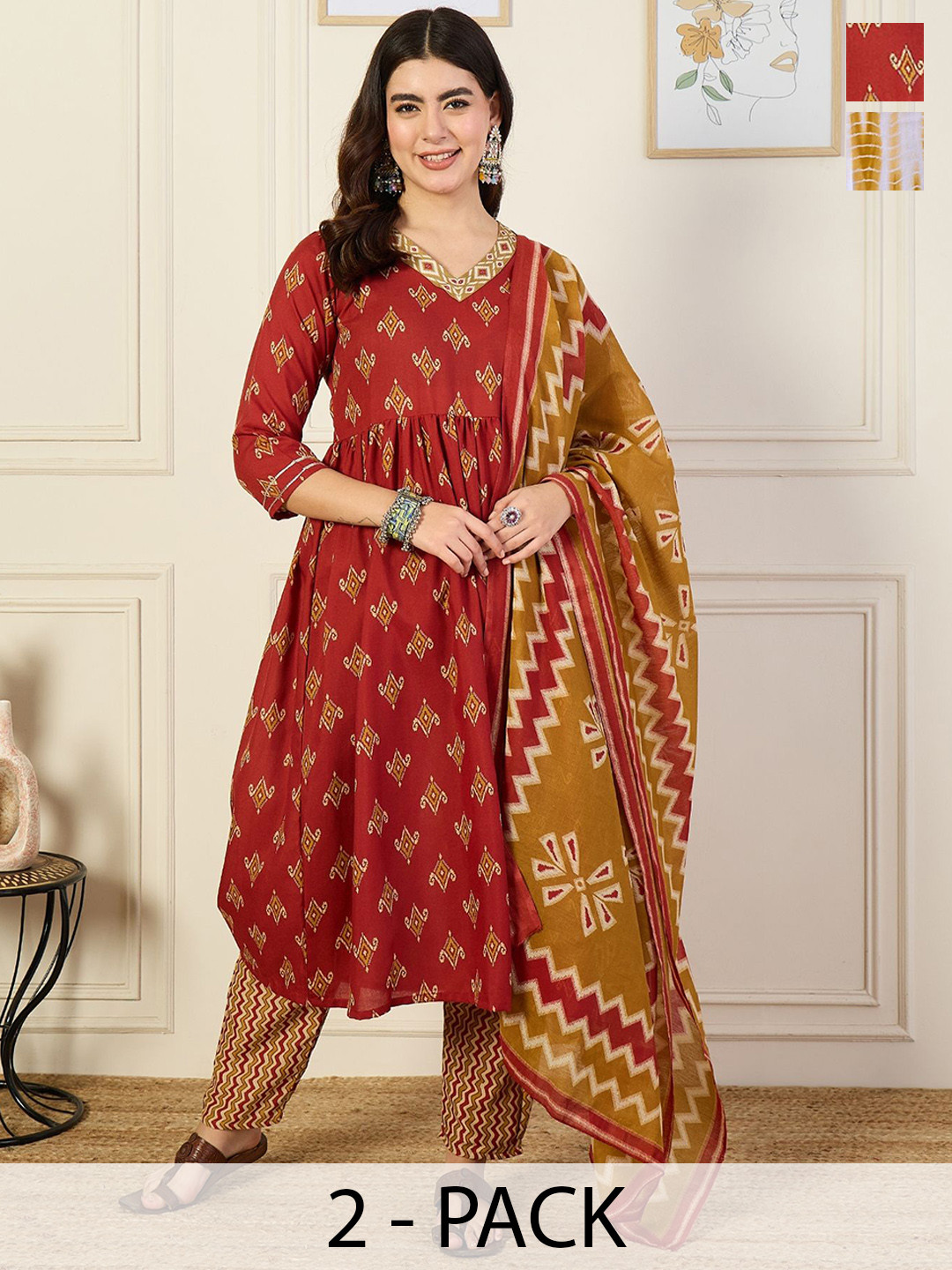 KALINI Women Ethnic Motifs Printed Regular Kurta with Trousers & With Dupatta, White
KALINI Women Ethnic Motifs Printed Regular Kurta with Trousers & With Dupatta, White