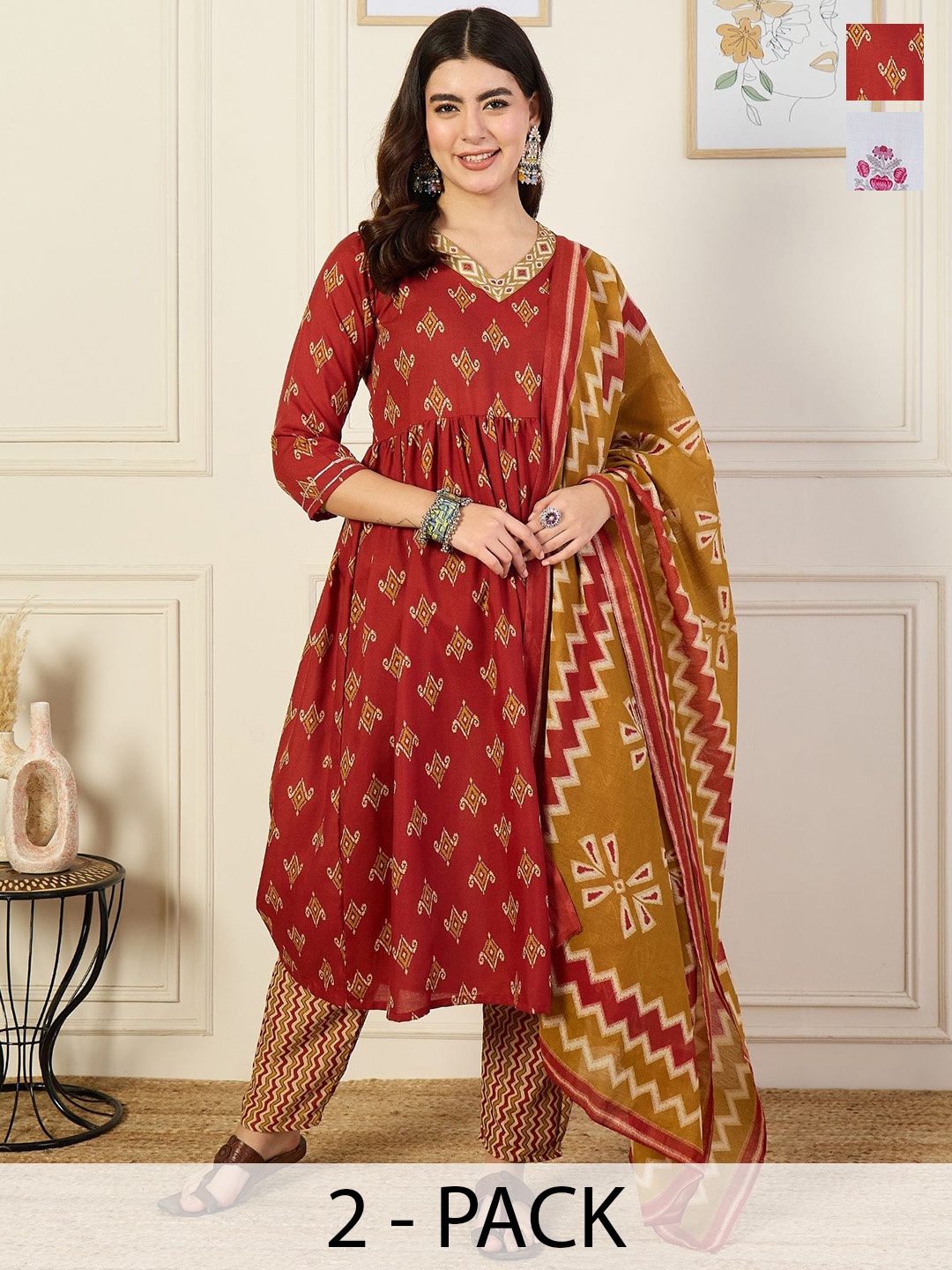 KALINI Women Ethnic Motifs Printed Regular Kurta with Trousers & With Dupatta, White
KALINI Women Ethnic Motifs Printed Regular Kurta with Trousers & With Dupatta, White