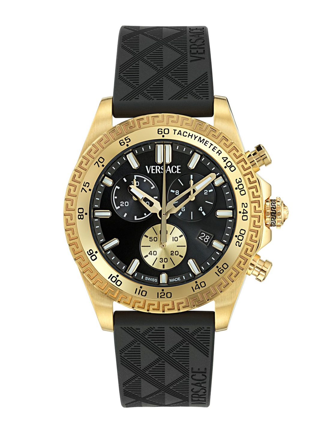 Versace Men Embellished Round Dial & Textured Straps Analogue Watch VE9K00224, Black
Versace Men Embellished Round Dial & Textured Straps Analogue Watch VE9K00224, Black