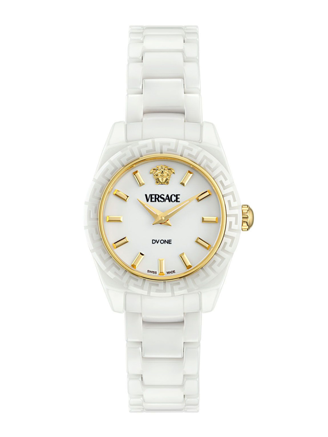 Versace Women Embellished Dial & Ceramic Bracelet Style Straps Analogue Watch VE9F00224, White
Versace Women Embellished Dial & Ceramic Bracelet Style Straps Analogue Watch VE9F00224, White
