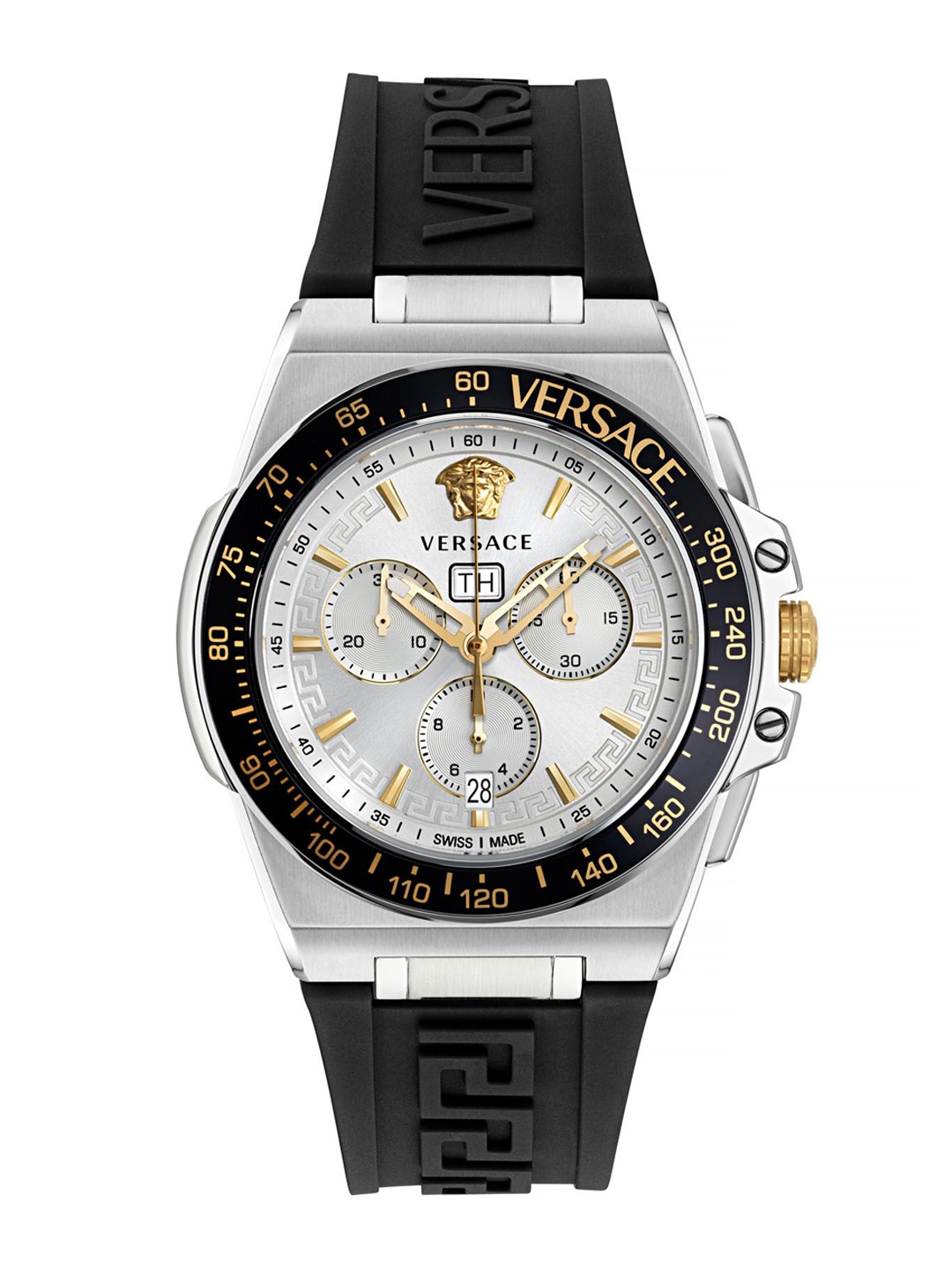 Versace Men Greca Extreme Chrono Embellished Dial & Straps Analogue Watch VE7H00123, White
Versace Men Greca Extreme Chrono Embellished Dial & Straps Analogue Watch VE7H00123, White