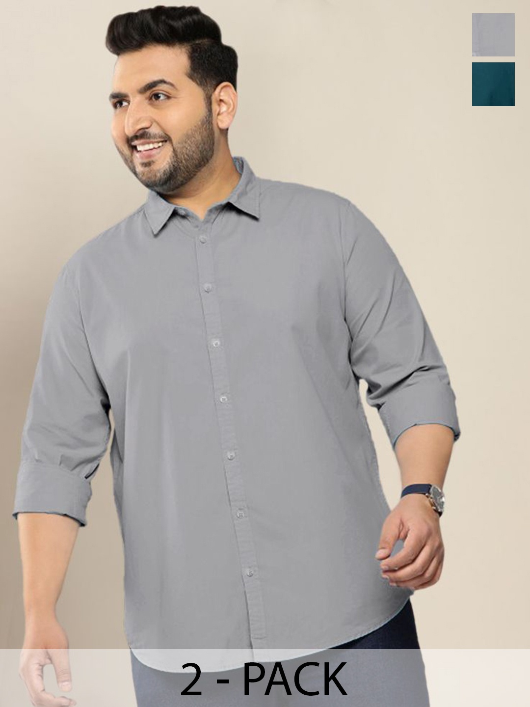 ADWYN PETER Men Pack Of 2 Classic Spread Collar Solid Cotton Plus Size Casual Shirts, Grey
ADWYN PETER Men Pack Of 2 Classic Spread Collar Solid Cotton Plus Size Casual Shirts, Grey