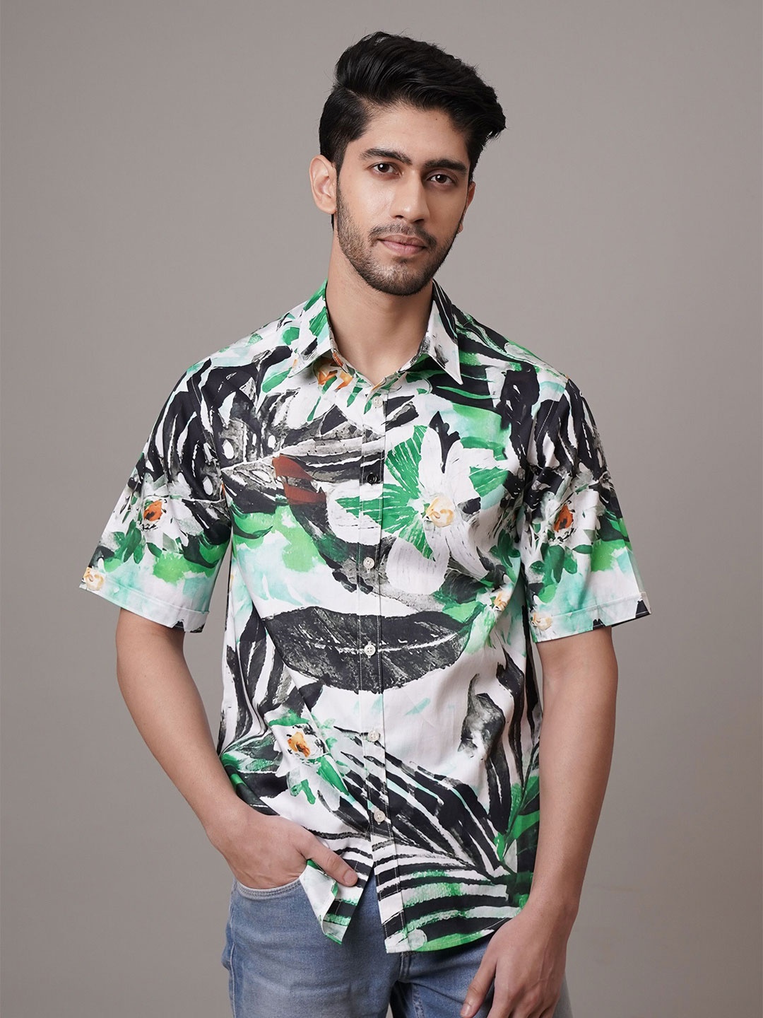 CLUBHAVANA Men Comfort Relaxed Fit Floral Fusion Printed Spread Collar Cotton Casual Shirt, White
CLUBHAVANA Men Comfort Relaxed Fit Floral Fusion Printed Spread Collar Cotton Casual Shirt, White