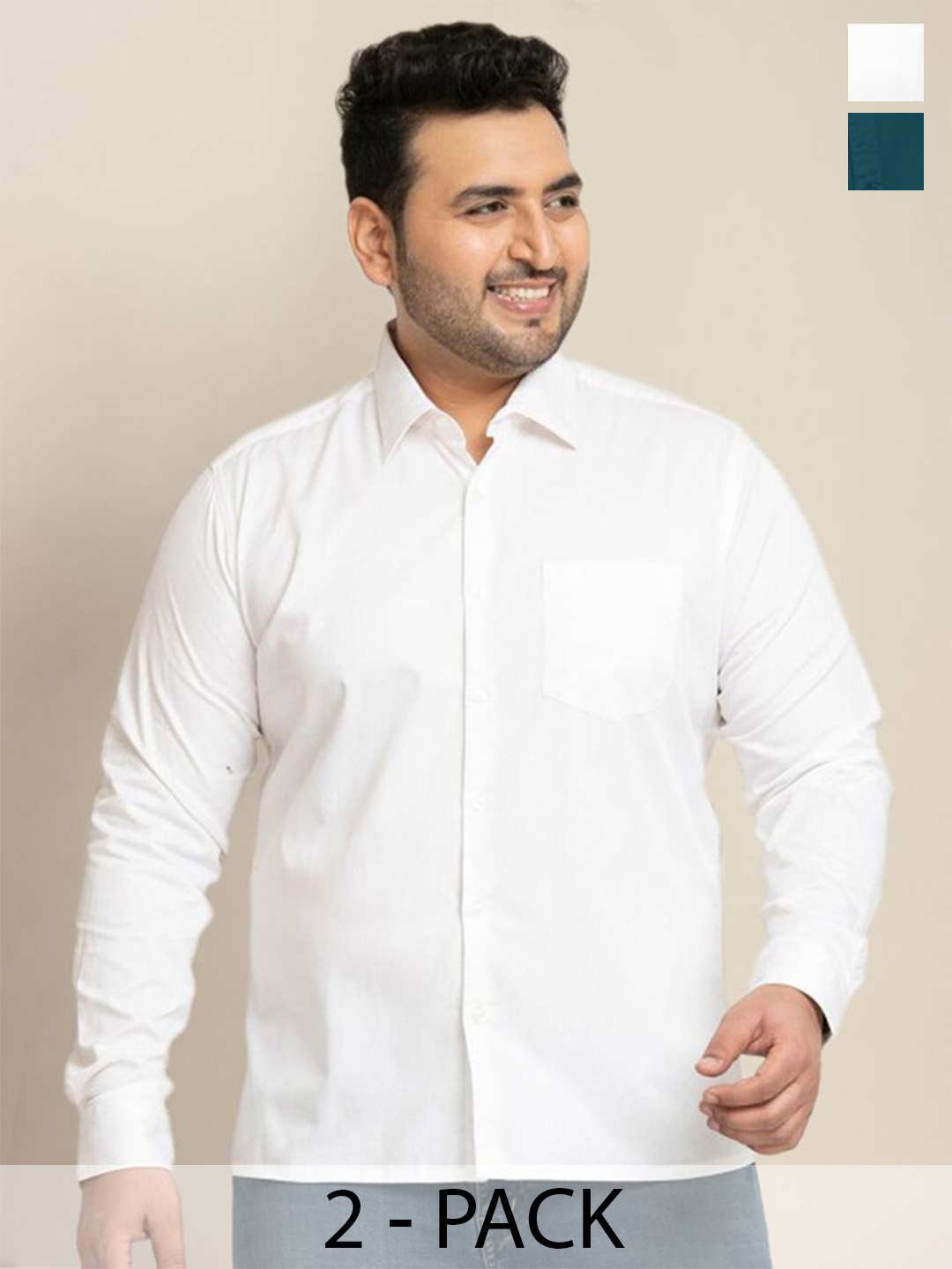 ADWYN PETER Men Pack Of 2 Classic Spread Collar Solid Cotton Plus Size Casual Shirts, White
ADWYN PETER Men Pack Of 2 Classic Spread Collar Solid Cotton Plus Size Casual Shirts, White