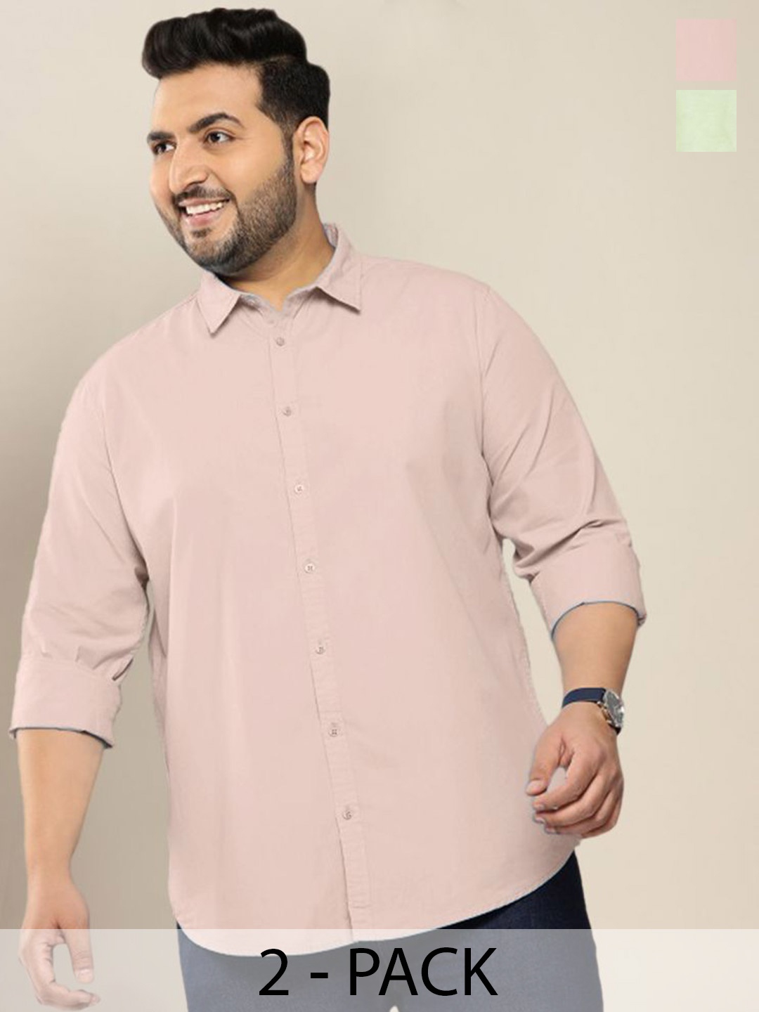 ADWYN PETER Men Pack Of 2 Classic Fit Spread Collar Solid Cotton Plus Size Casual Shirts, Beige
ADWYN PETER Men Pack Of 2 Classic Fit Spread Collar Solid Cotton Plus Size Casual Shirts, Beige