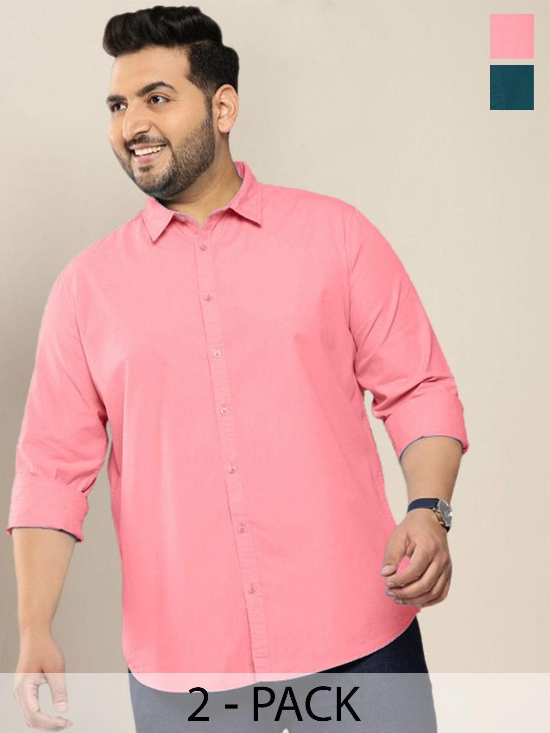 ADWYN PETER Men Pack Of 2 Classic Spread Collar Solid Cotton Plus Size Casual Shirts, Pink
ADWYN PETER Men Pack Of 2 Classic Spread Collar Solid Cotton Plus Size Casual Shirts, Pink