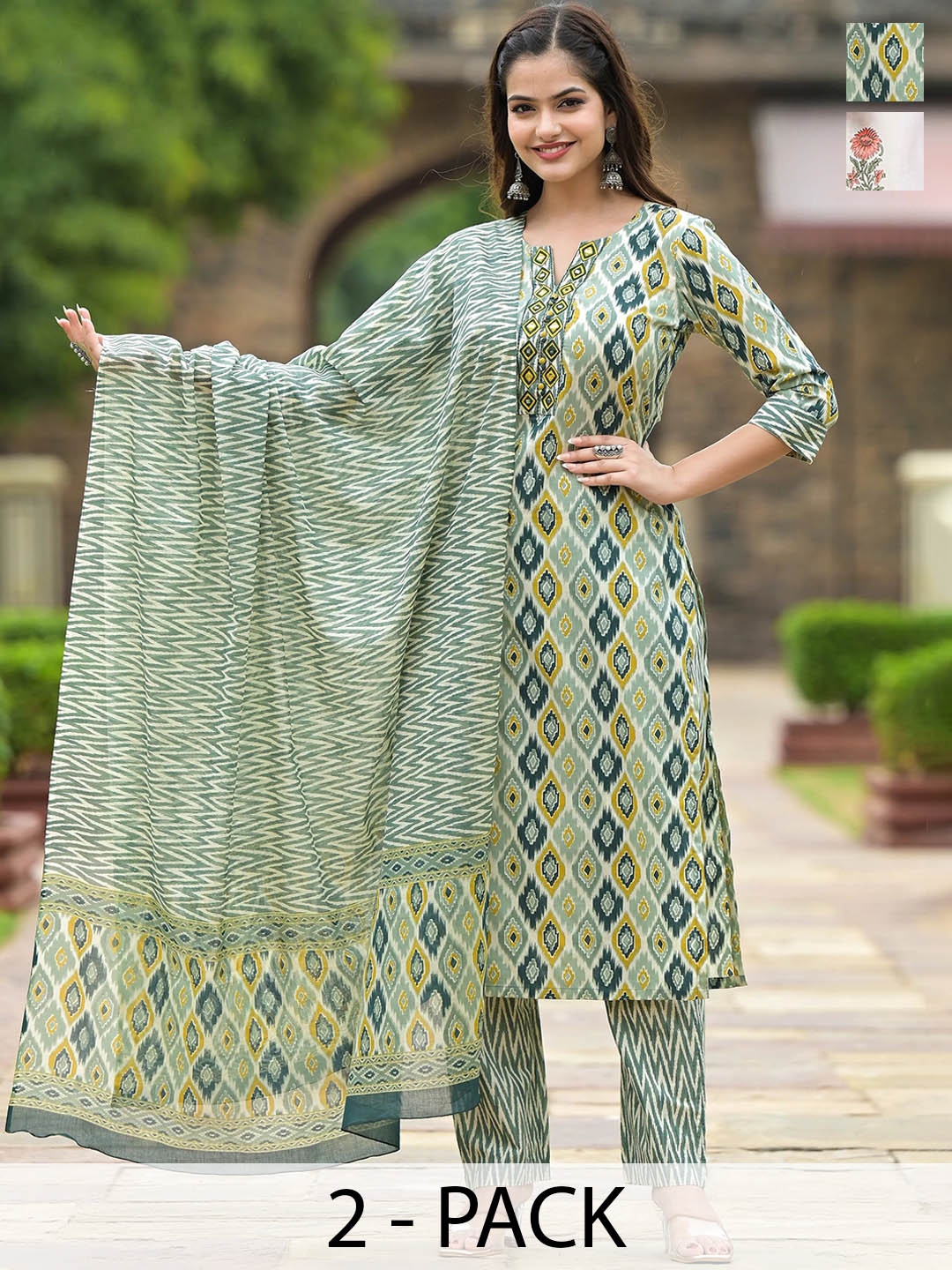 KALINI Women Ethnic Motifs Printed Regular Kurta with Trousers & With Dupatta, White
KALINI Women Ethnic Motifs Printed Regular Kurta with Trousers & With Dupatta, White