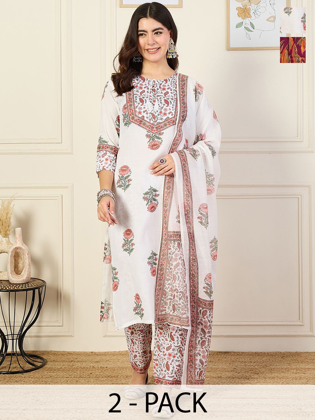 KALINI Women Ethnic Motifs Printed Regular Kurta with Trousers & With Dupatta, White
KALINI Women Ethnic Motifs Printed Regular Kurta with Trousers & With Dupatta, White