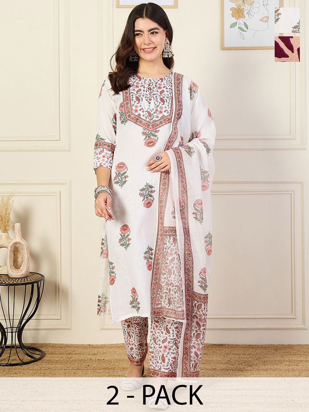 KALINI Women Ethnic Motifs Printed Regular Kurta with Trousers & With Dupatta, Burgundy
KALINI Women Ethnic Motifs Printed Regular Kurta with Trousers & With Dupatta, Burgundy