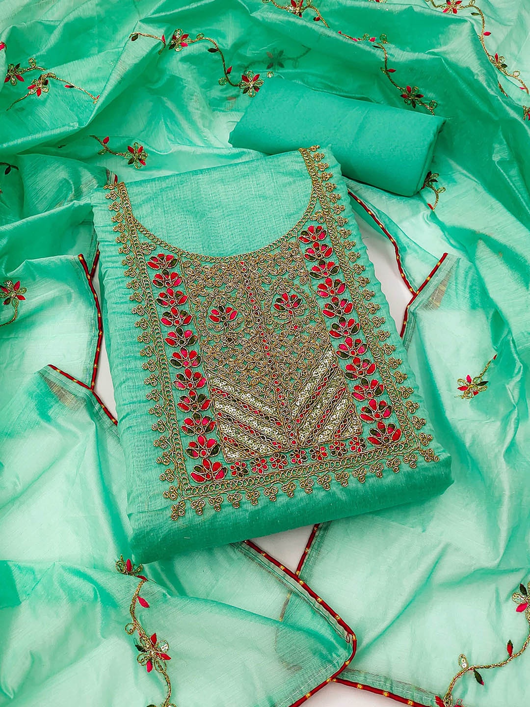 KALINI Ethnic Motifs Embroidered Sequinned Chanderi Silk Unstitched Dress Material, Blue
KALINI Ethnic Motifs Embroidered Sequinned Chanderi Silk Unstitched Dress Material, Blue