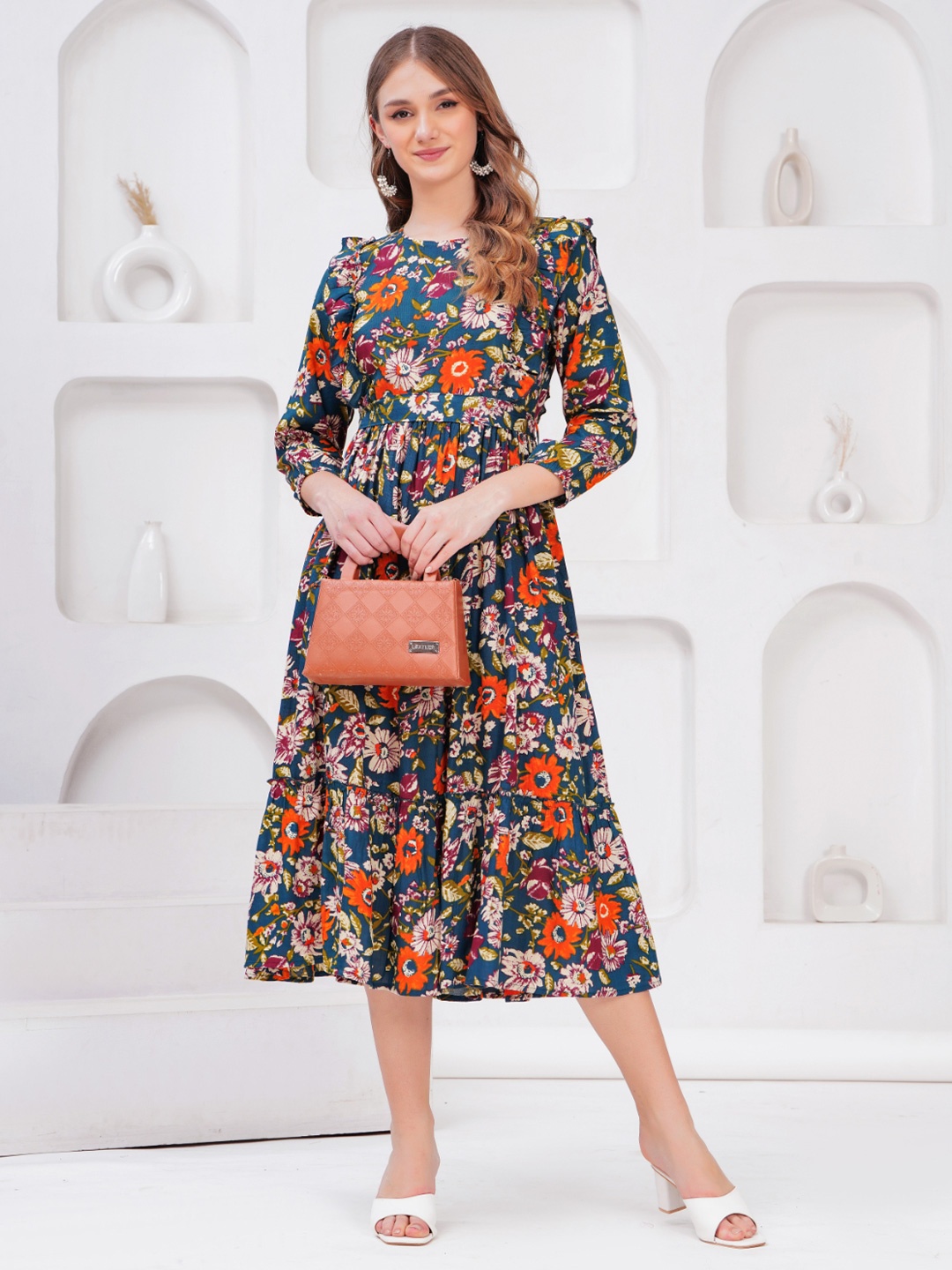 HIGHLIGHT FASHION EXPORT Women Floral Printed Bishop Sleeve Fit & Flare Midi Dress, Turquoise blue
HIGHLIGHT FASHION EXPORT Women Floral Printed Bishop Sleeve Fit & Flare Midi Dress, Turquoise blue