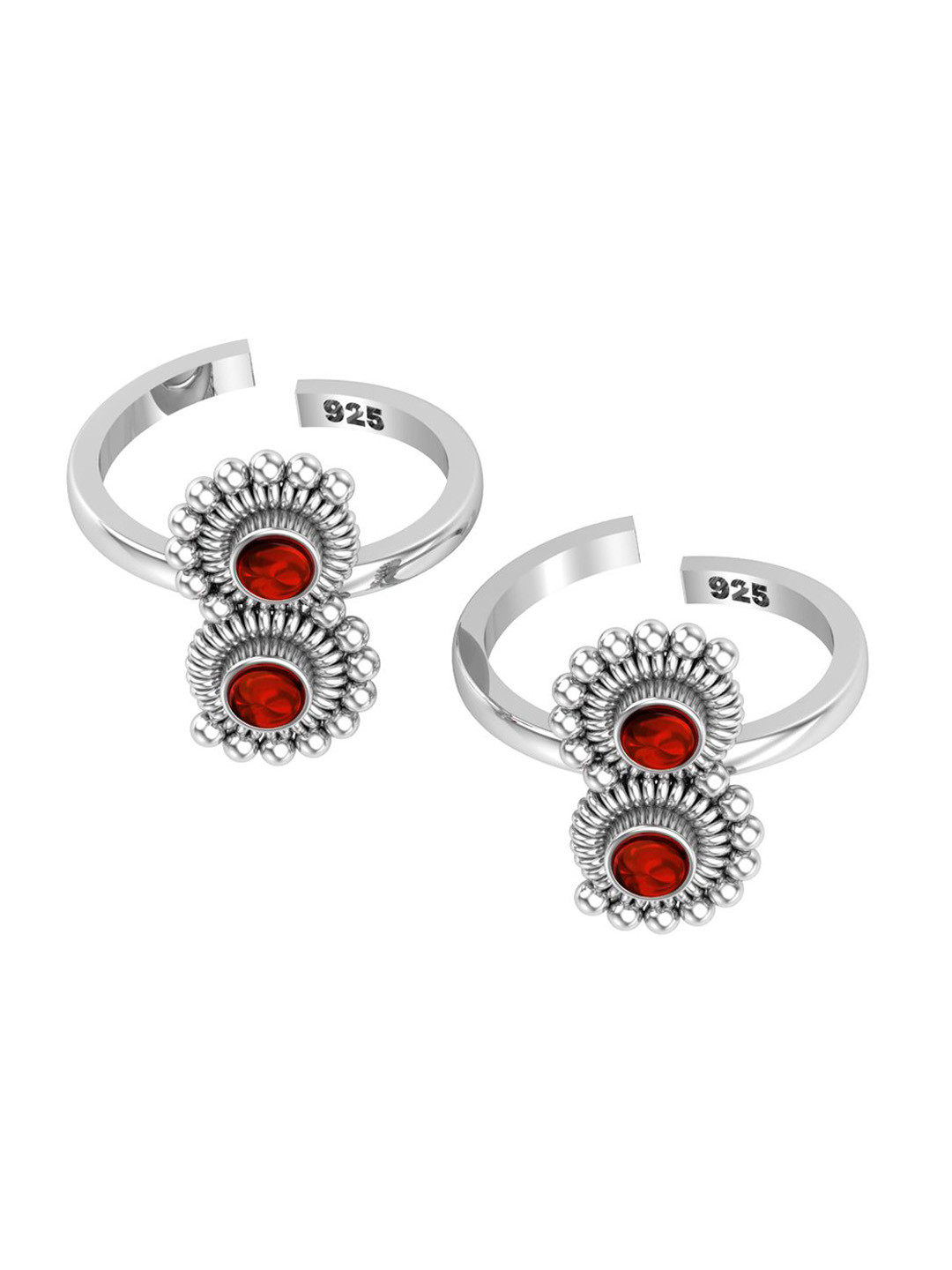 Peenzone Jewellers Pack Of 2 925 Sterling Silver Plated Garnet Studded Toe Ring
Peenzone Jewellers Pack Of 2 925 Sterling Silver Plated Garnet Studded Toe Ring