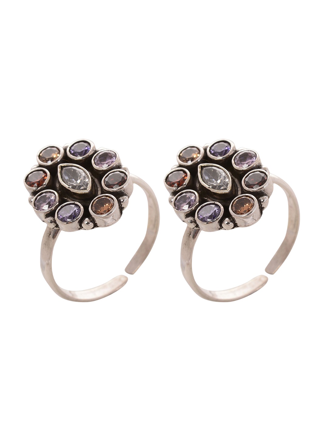 Peenzone Jewellers 925 Sterling Silver-Plated Cubic Zirconia Stone Studded Toe Rings
Peenzone Jewellers 925 Sterling Silver-Plated Cubic Zirconia Stone Studded Toe Rings